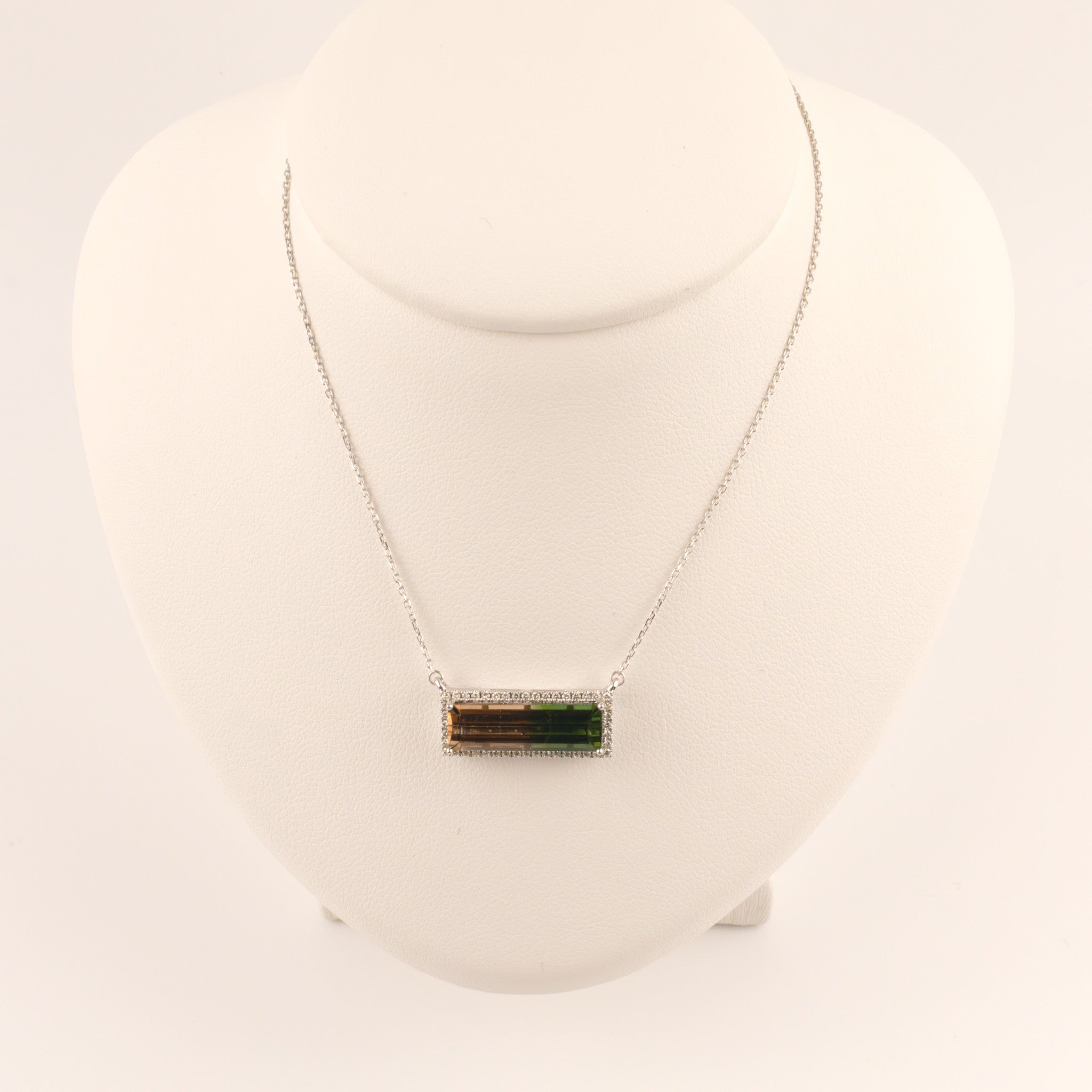 14KWG Watermelon Tourmaline and Diamond Necklace