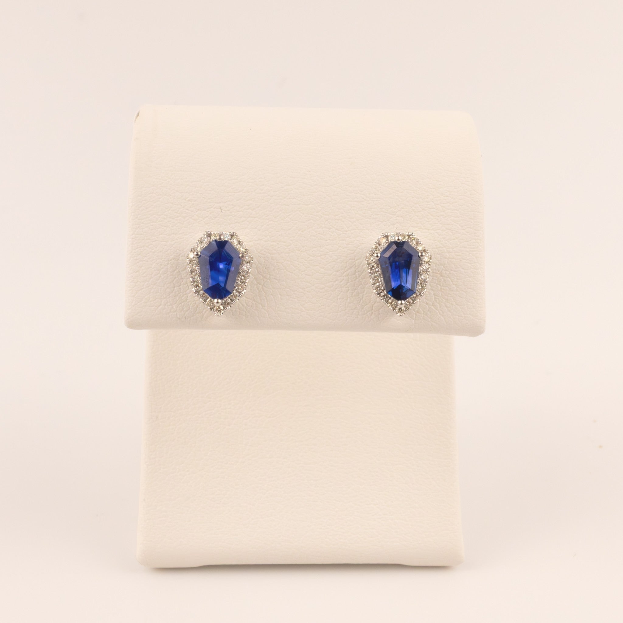 14KWG Sapphire and Diamond Halo Stud Earrings