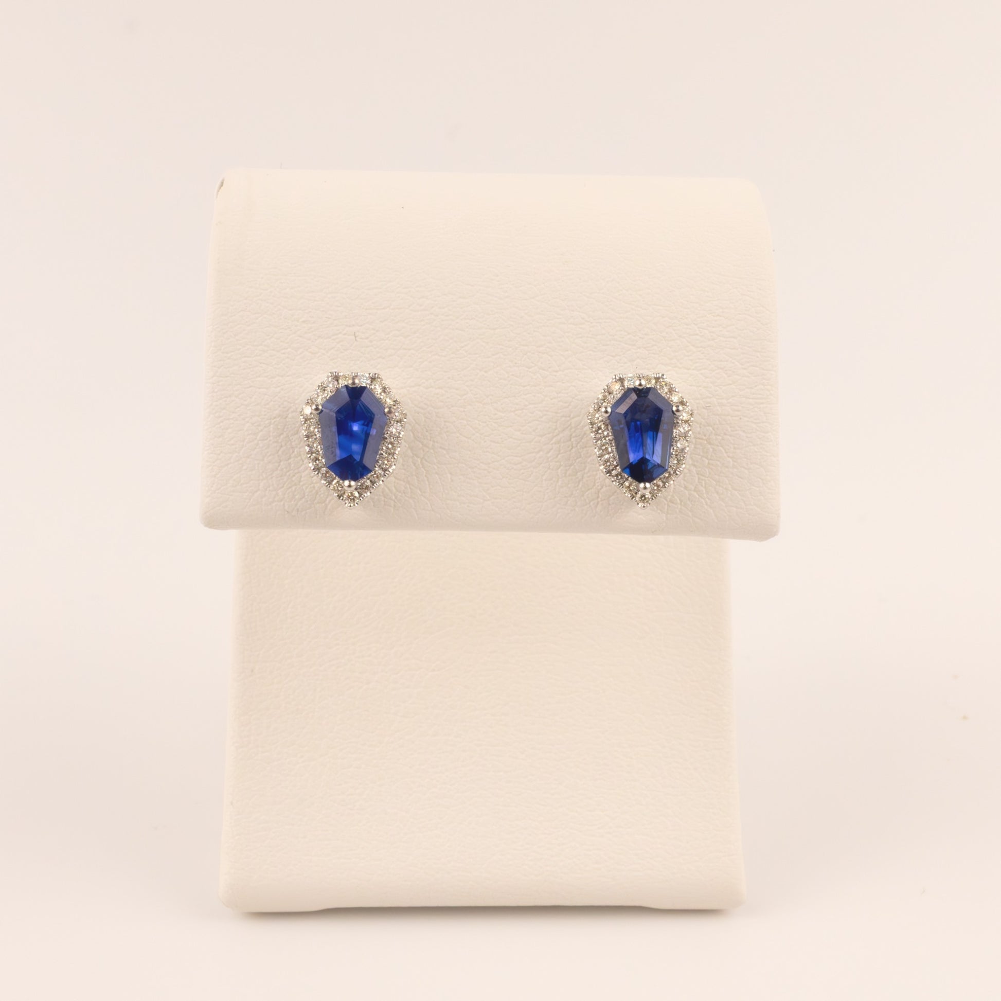 14KWG Sapphire and Diamond Halo Stud Earrings