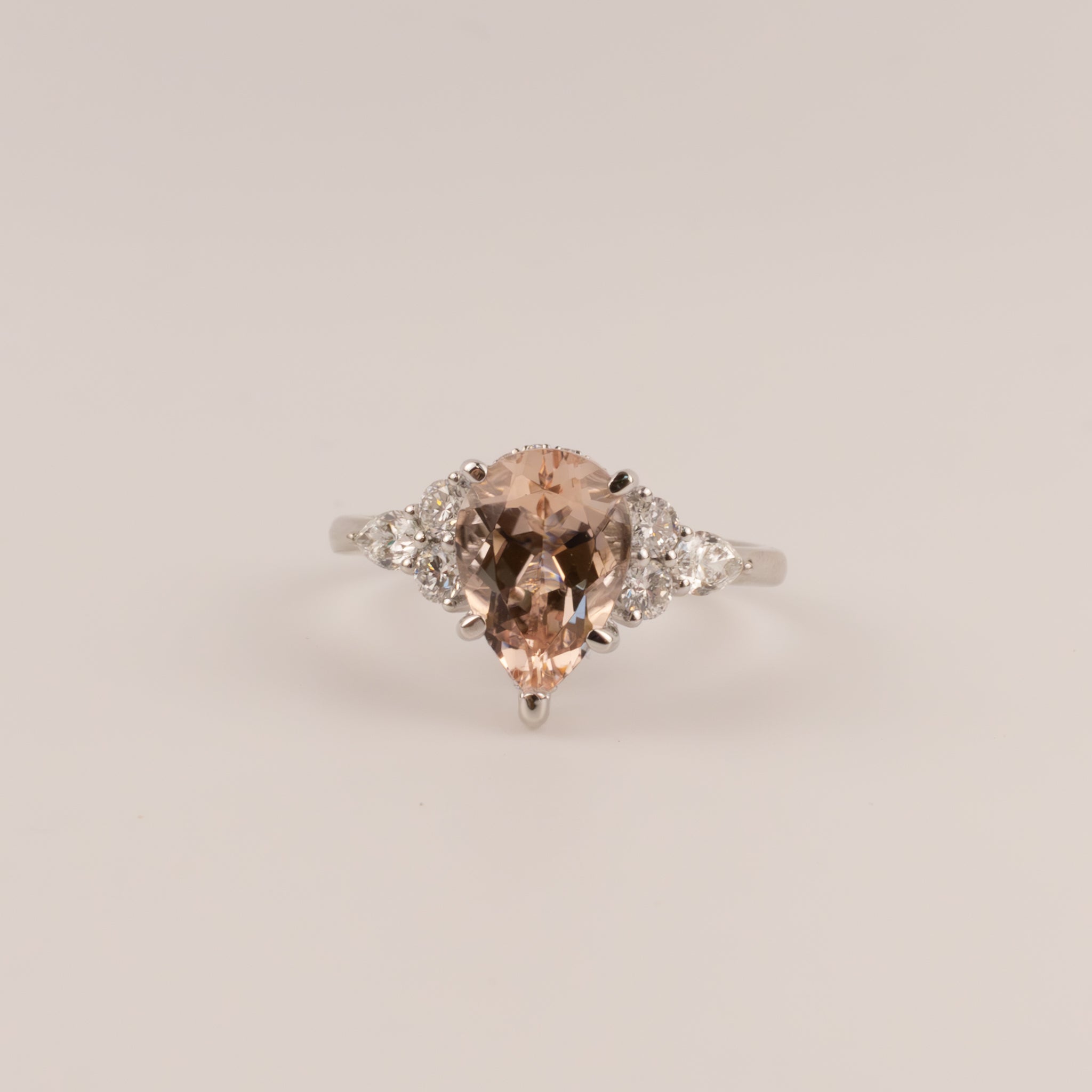 Platinum Morganite and Diamond Ring