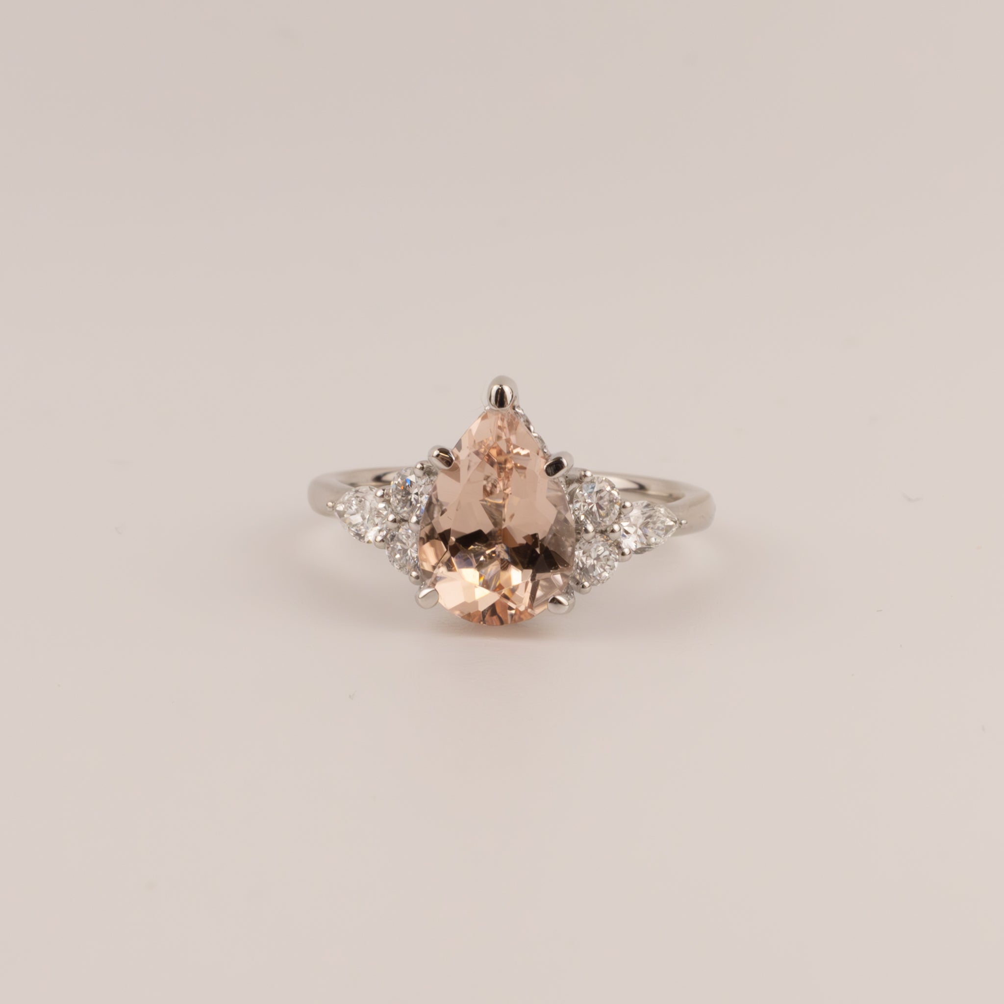 Platinum Morganite and Diamond Ring
