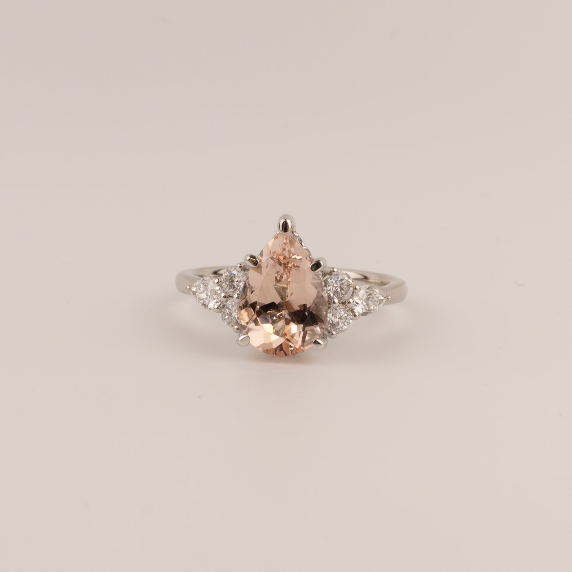 Platinum Morganite and Diamond Ring