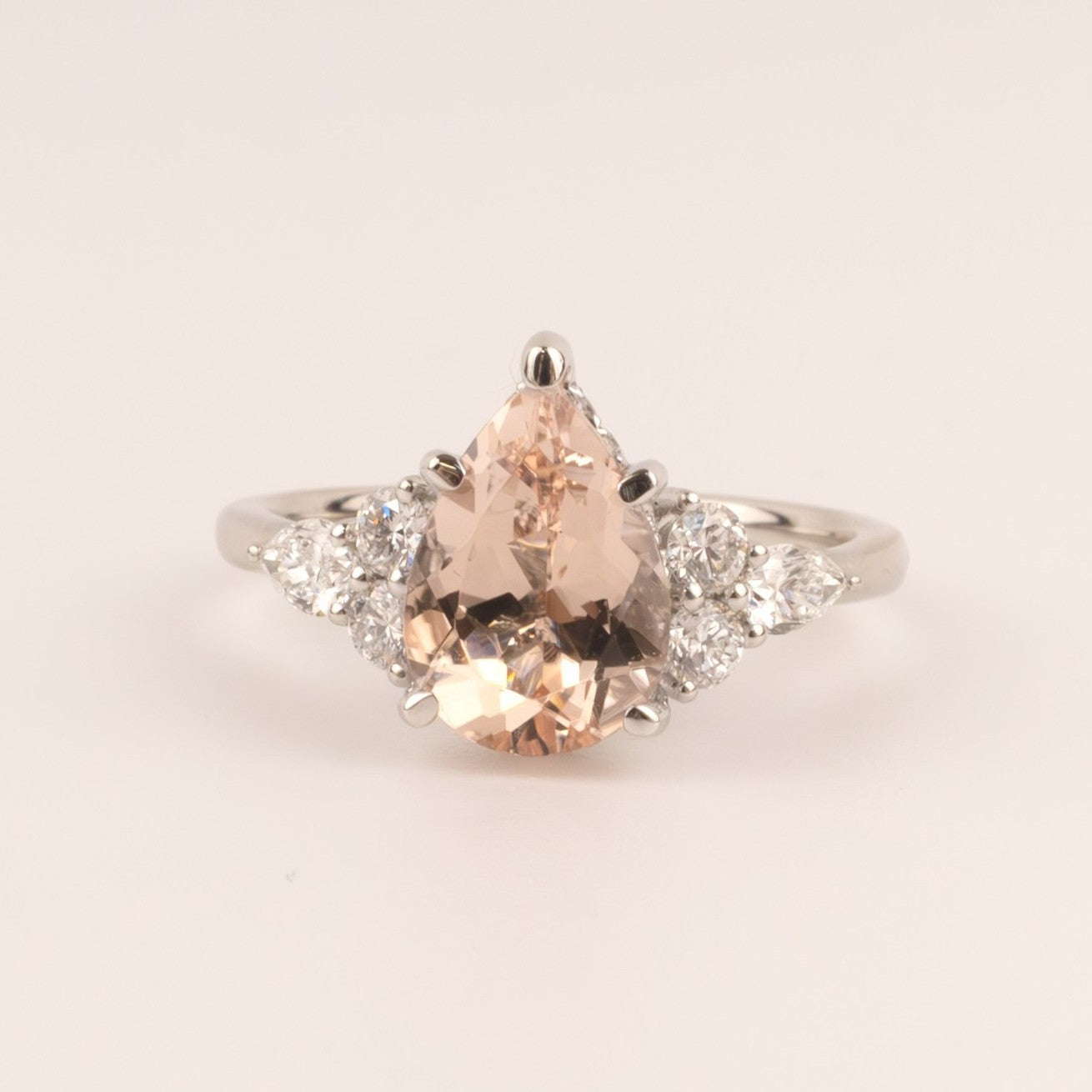 Platinum Morganite and Diamond Ring
