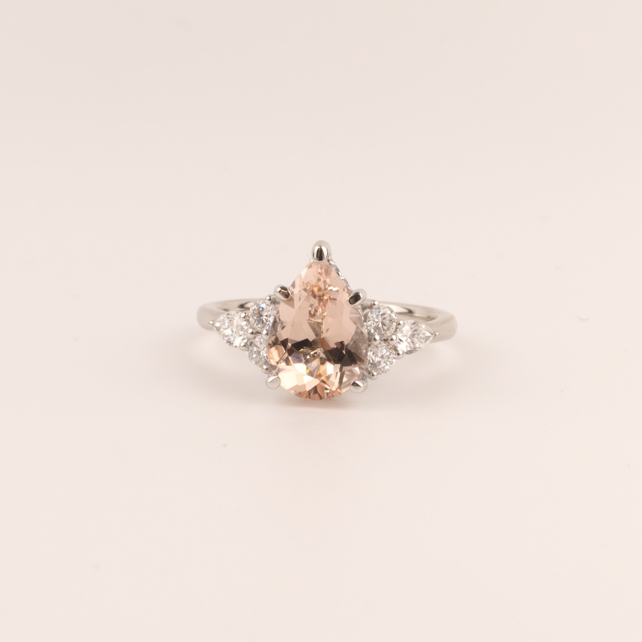 Platinum Morganite and Diamond Ring