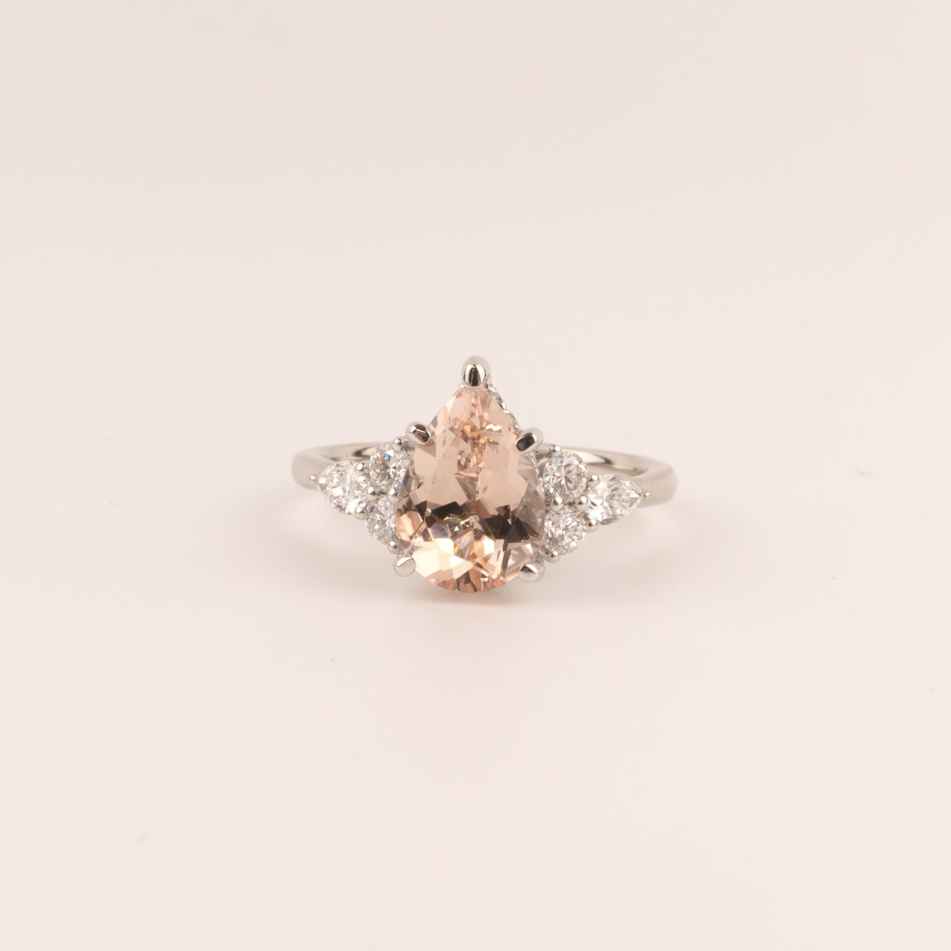 Platinum Morganite and Diamond Ring
