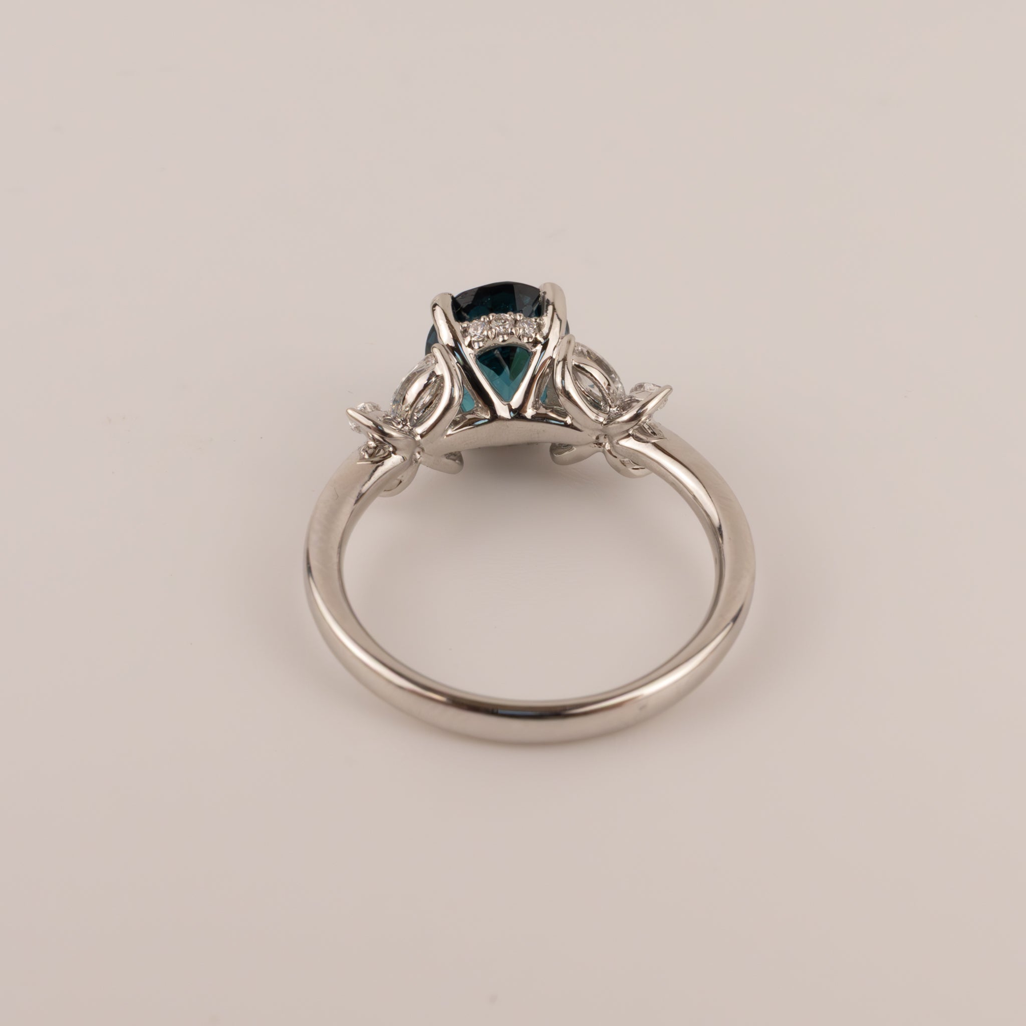 Platinum Blue Tourmaline and Diamond Ring
