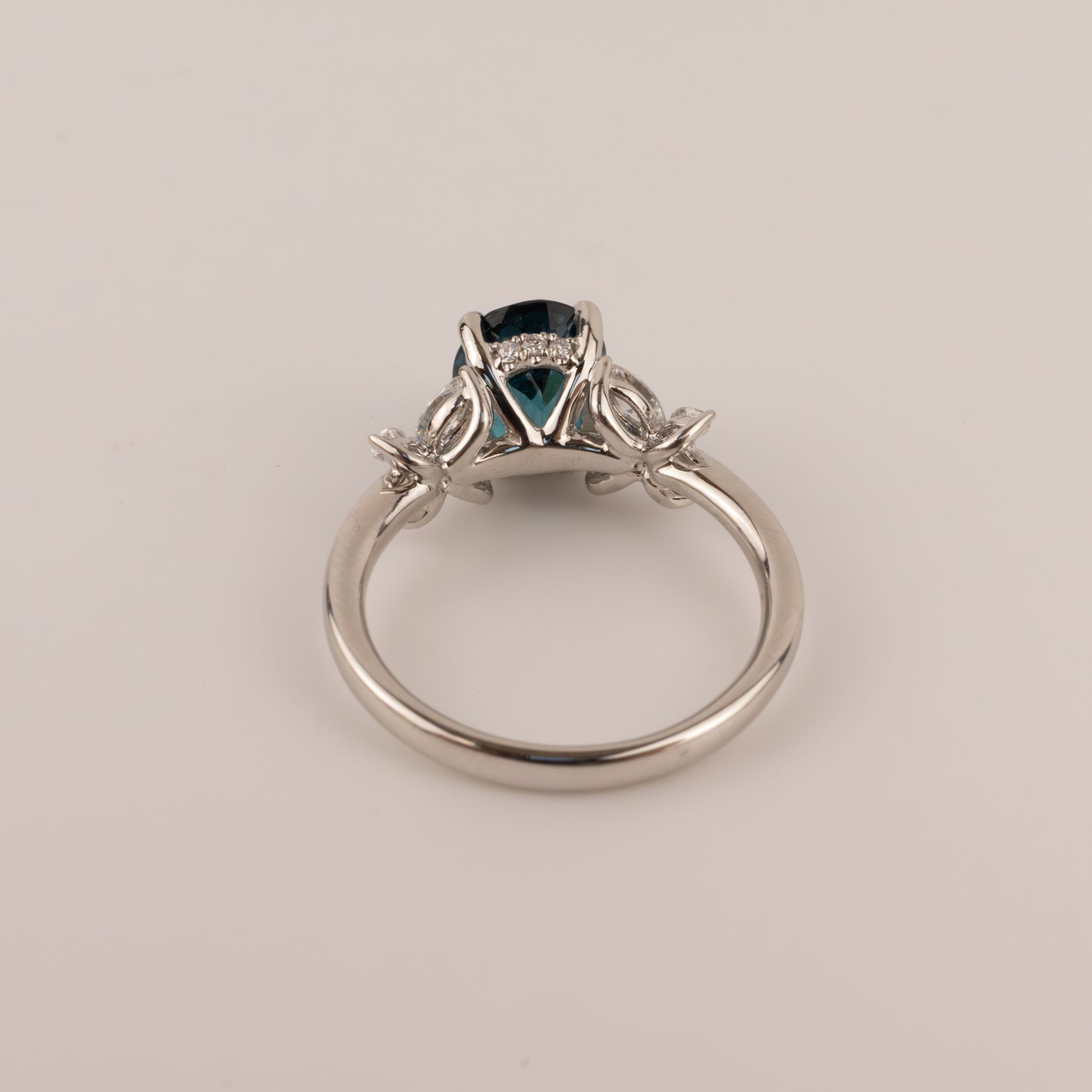 Platinum Blue Tourmaline and Diamond Ring