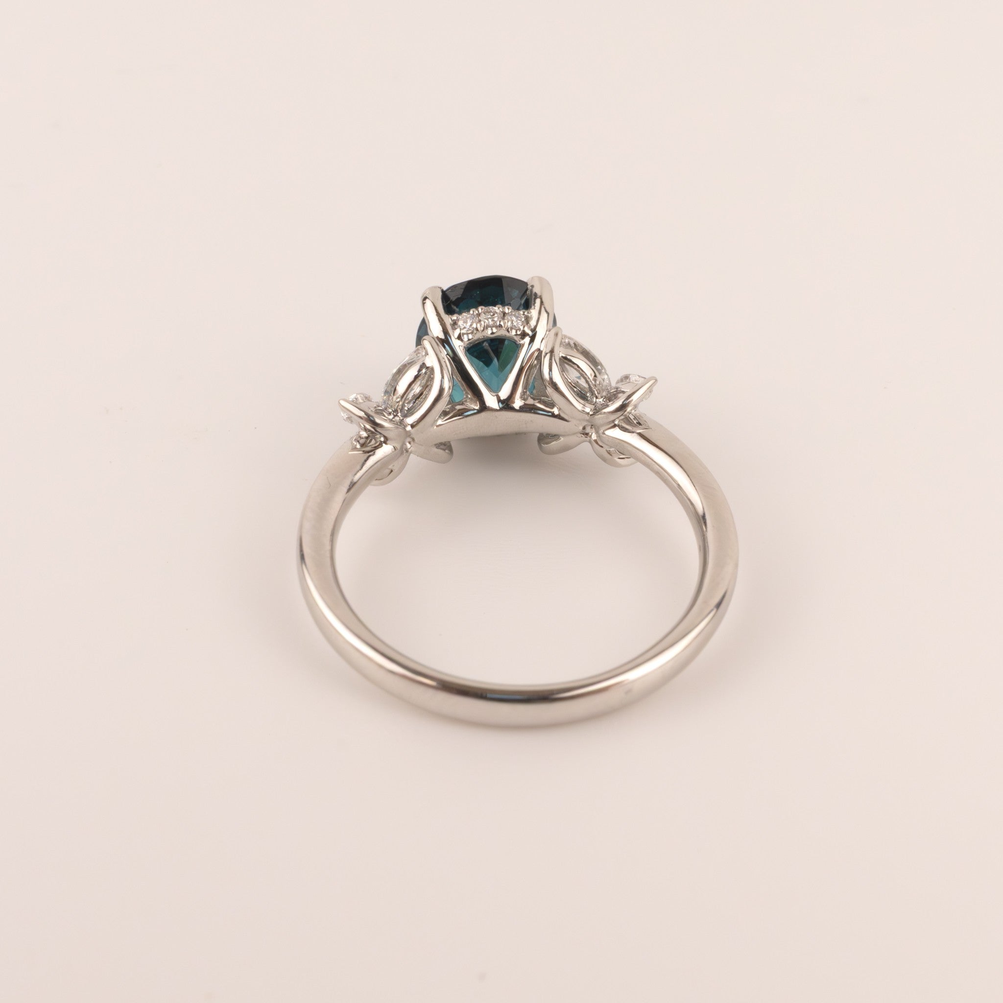 Platinum Blue Tourmaline and Diamond Ring