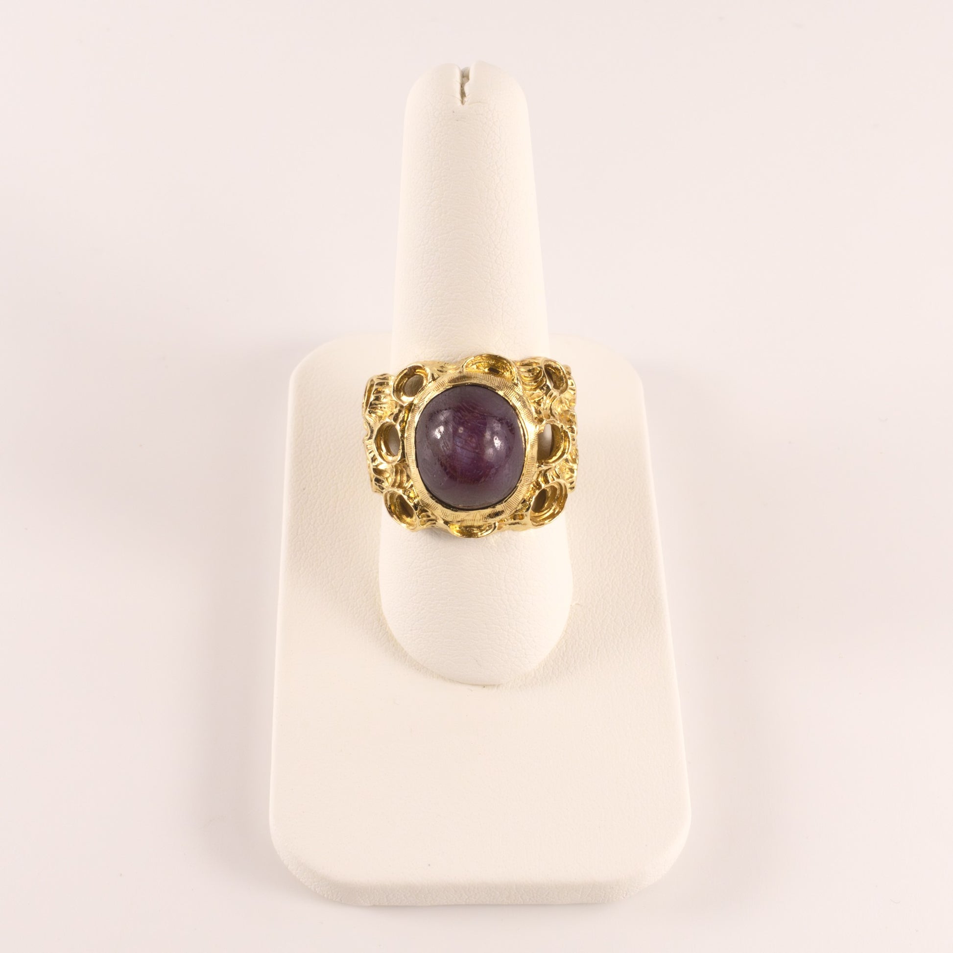 18KYG Vintage Star Ruby Crater Ring
