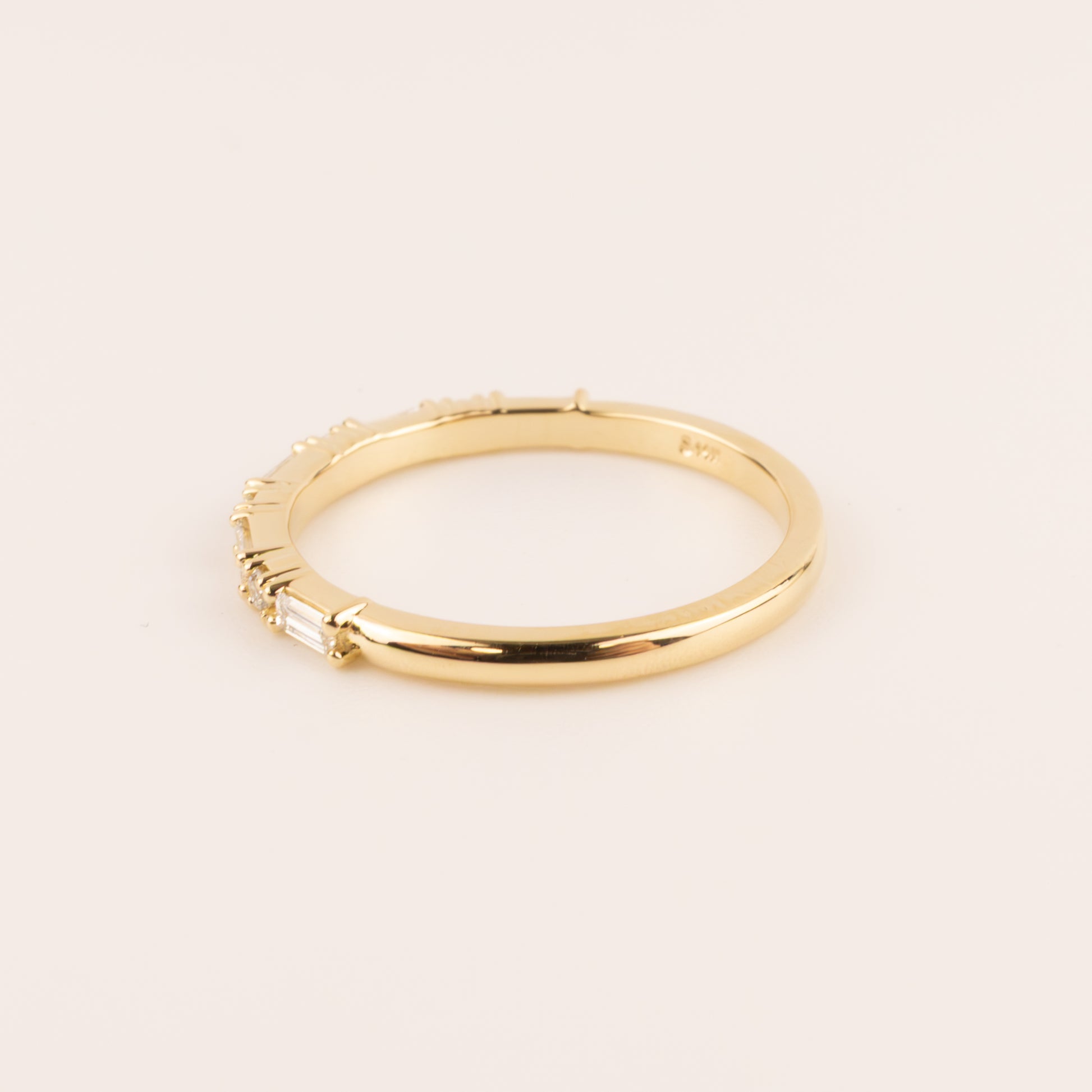 14KYG Lab Grown Round and Baguette Diamond Ring