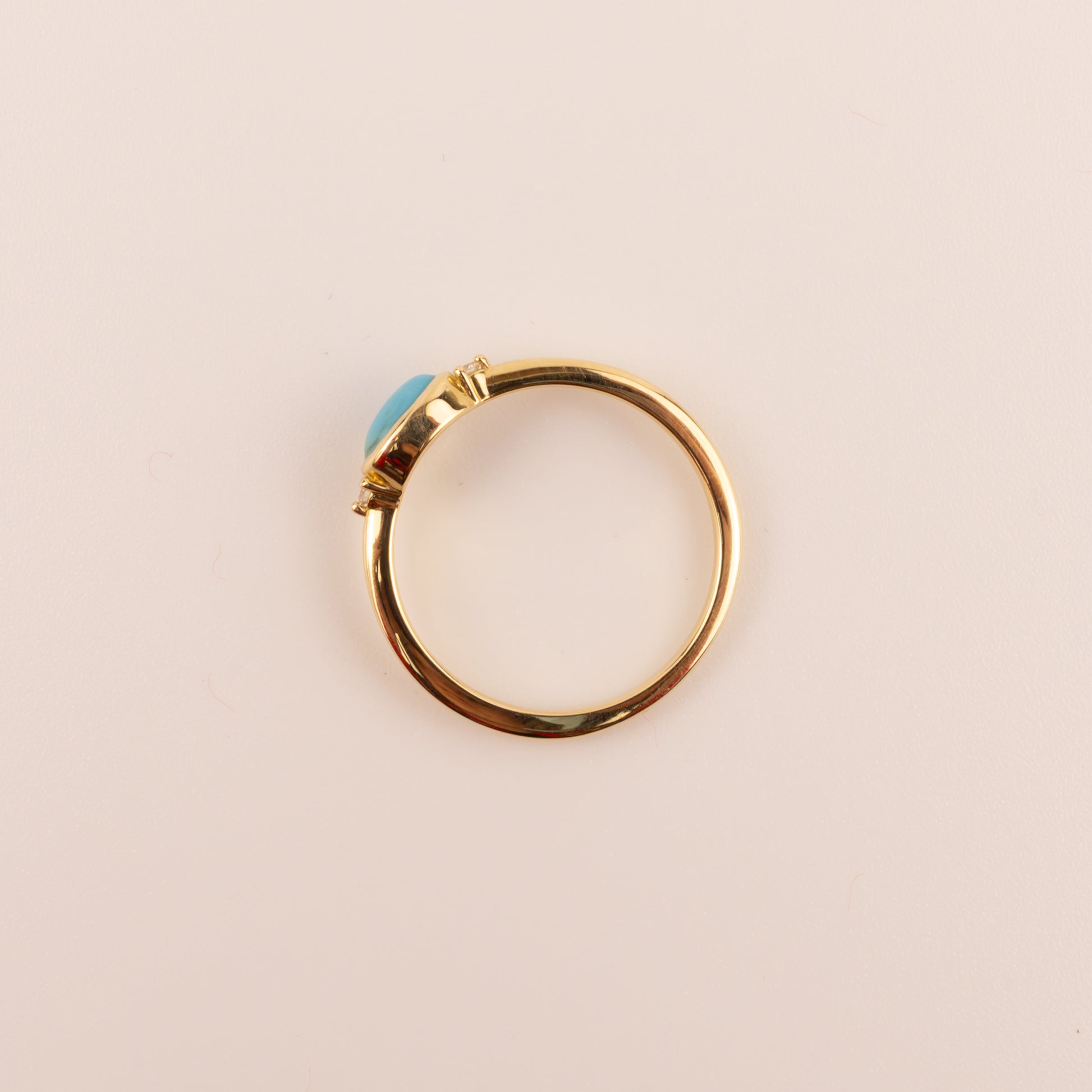 14KYG Turquoise and Diamond Bezel Set Ring