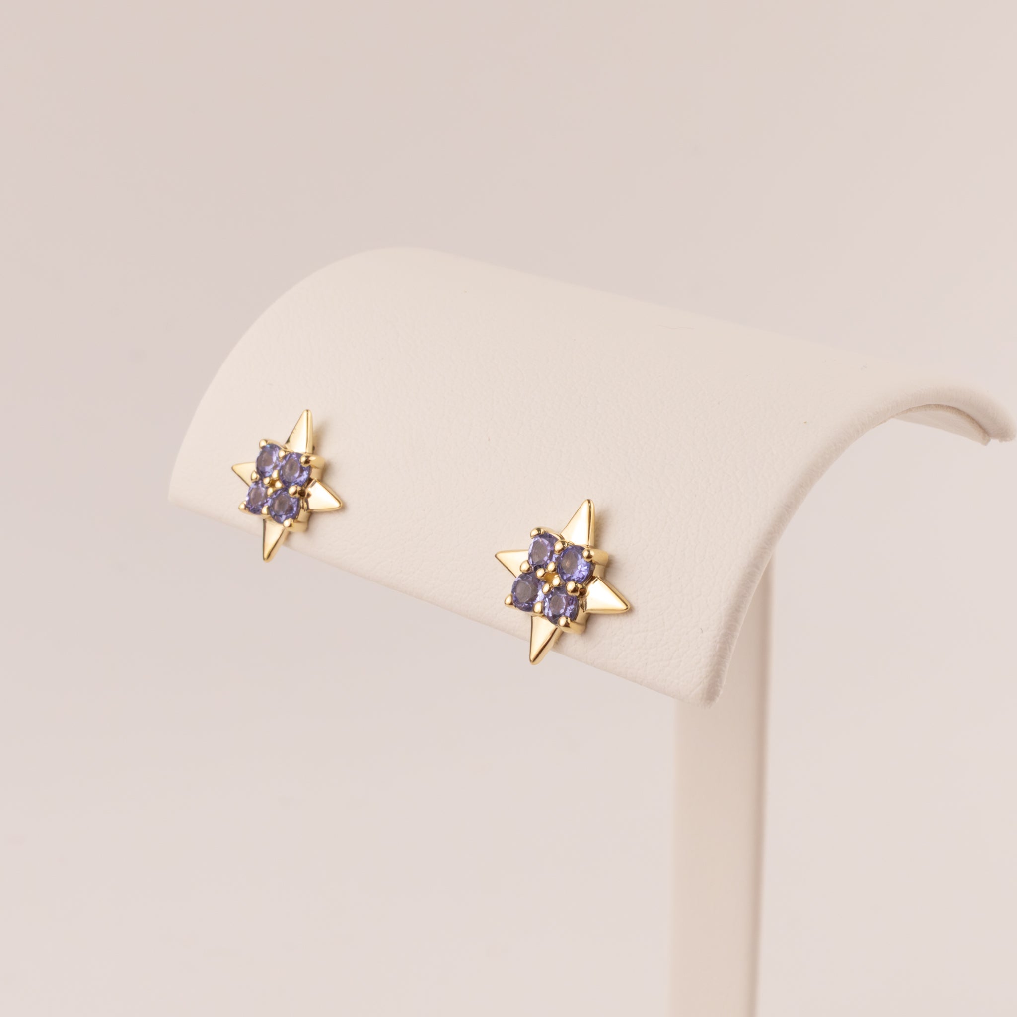 14KYG Tanzanite Cluster Star Stud Earrings