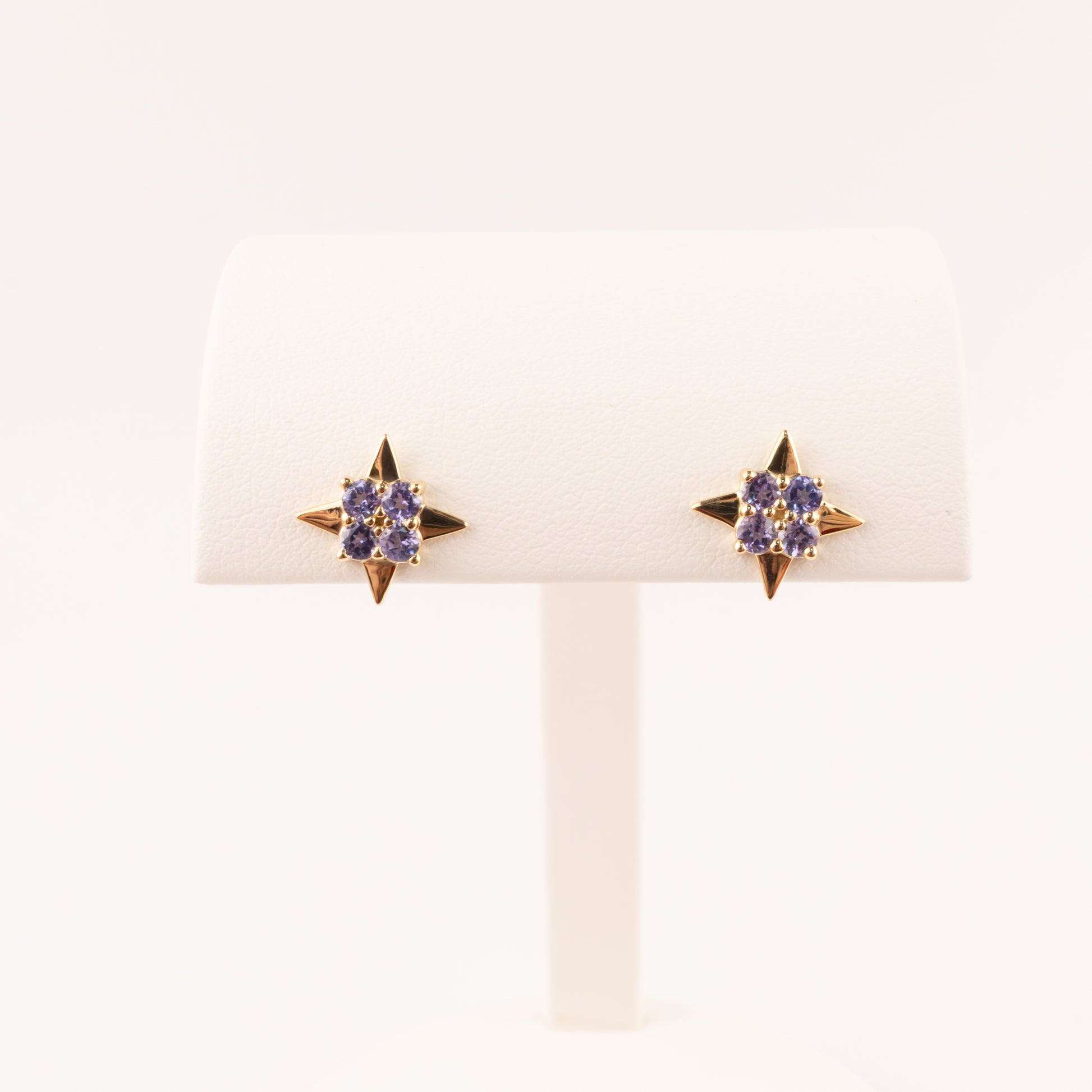 14KYG Tanzanite Cluster Star Stud Earrings