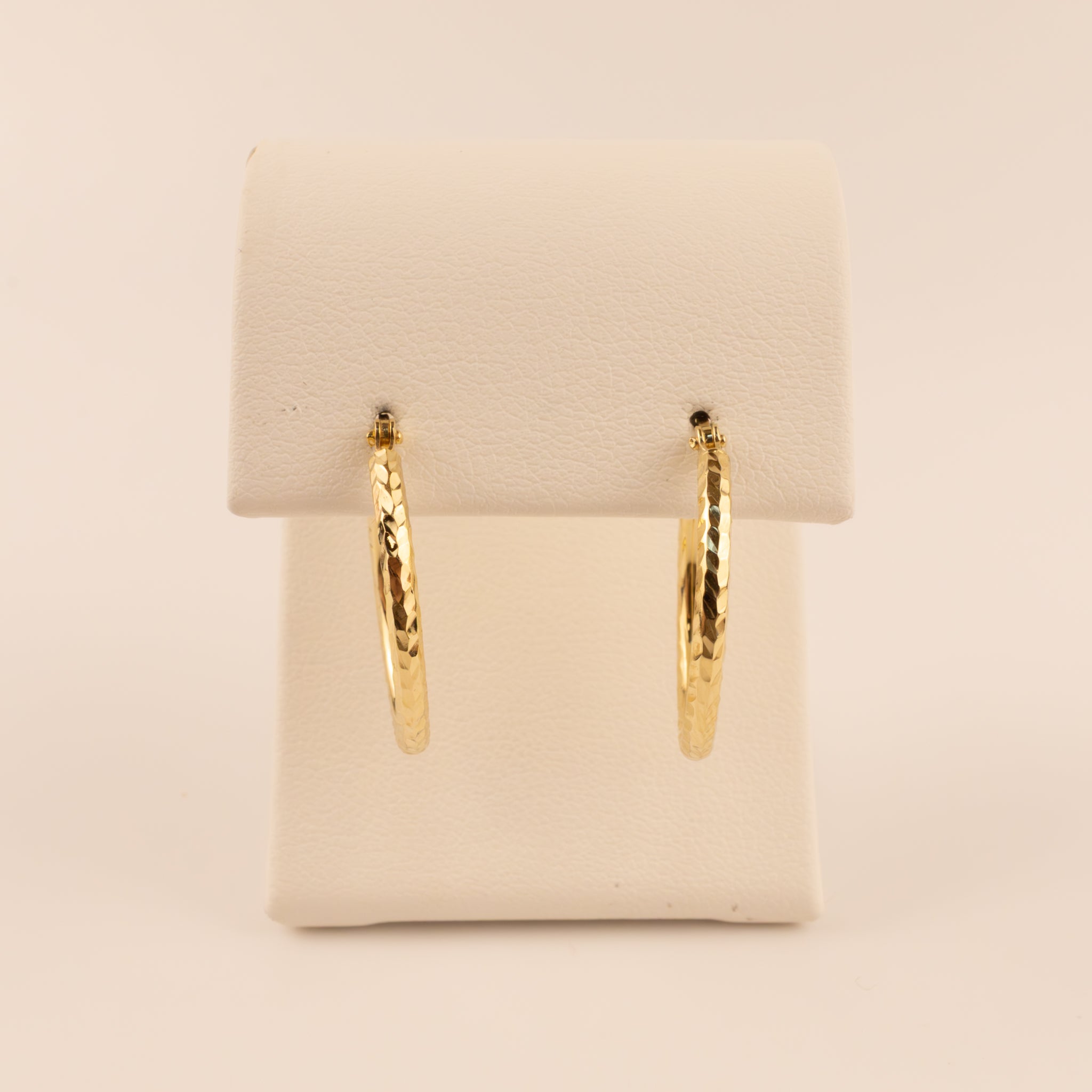 14KYG Diamond Cut Round Tube Hoop Earrings