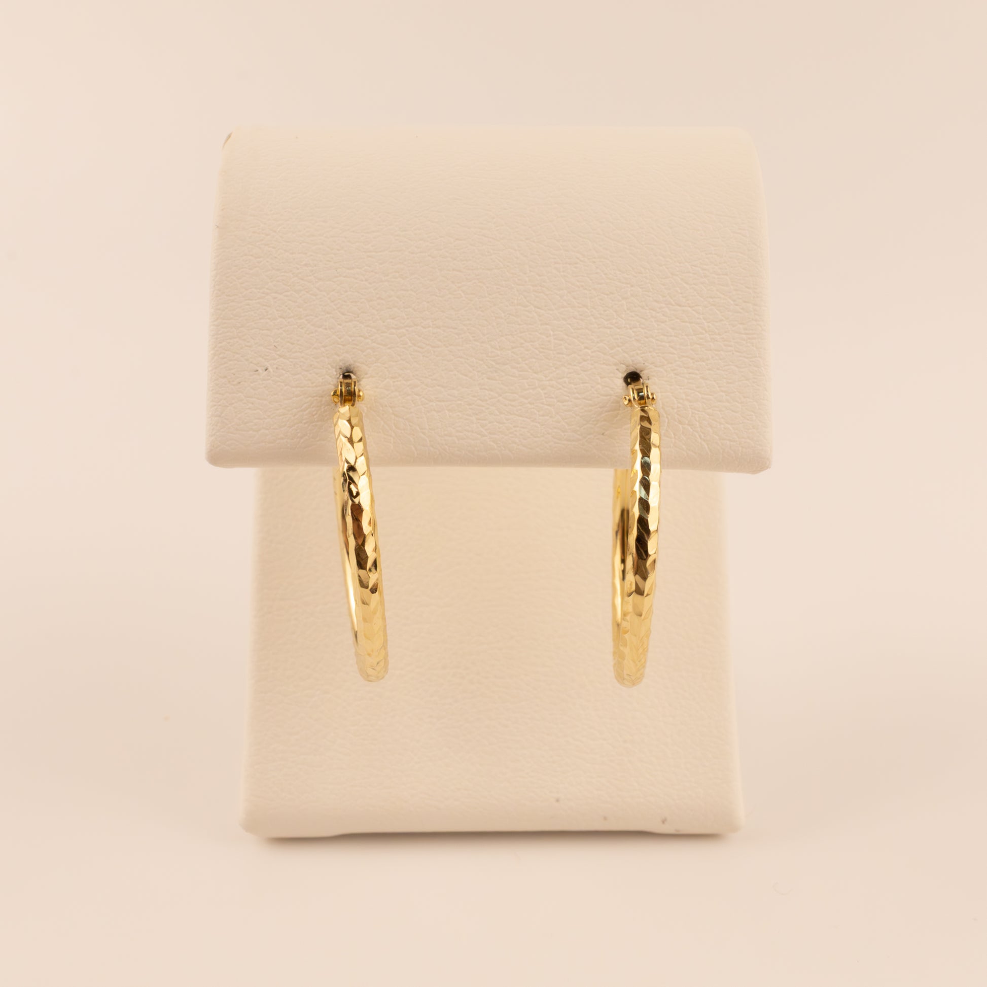 14KYG Diamond Cut Round Tube Hoop Earrings
