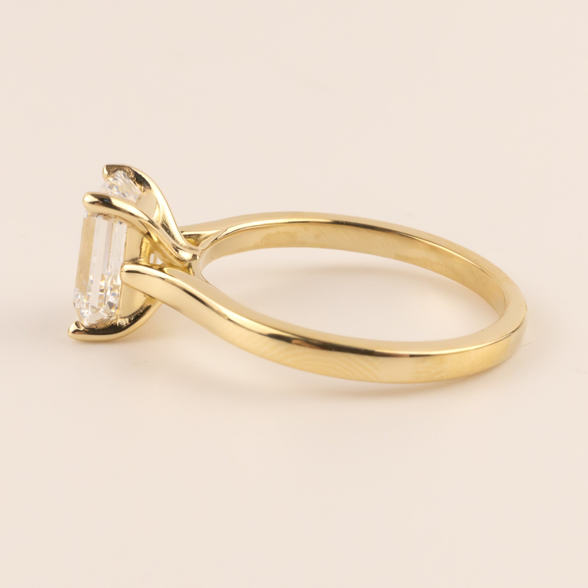 14KYG Lab Grown Emerald Cut Diamond 2.13ct Solitaire Engagement Ring