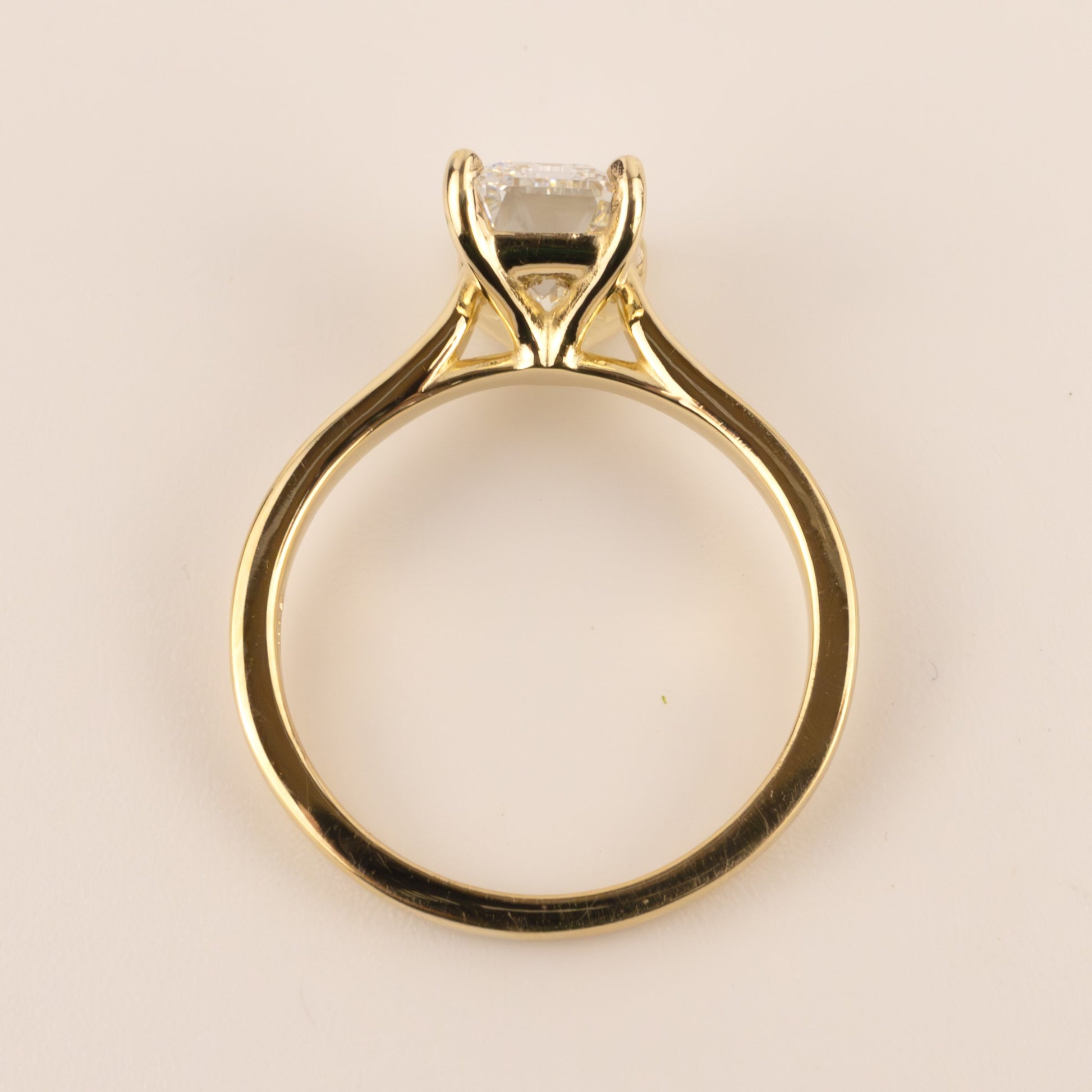 14KYG Lab Grown Emerald Cut Diamond 2.13ct Solitaire Engagement Ring