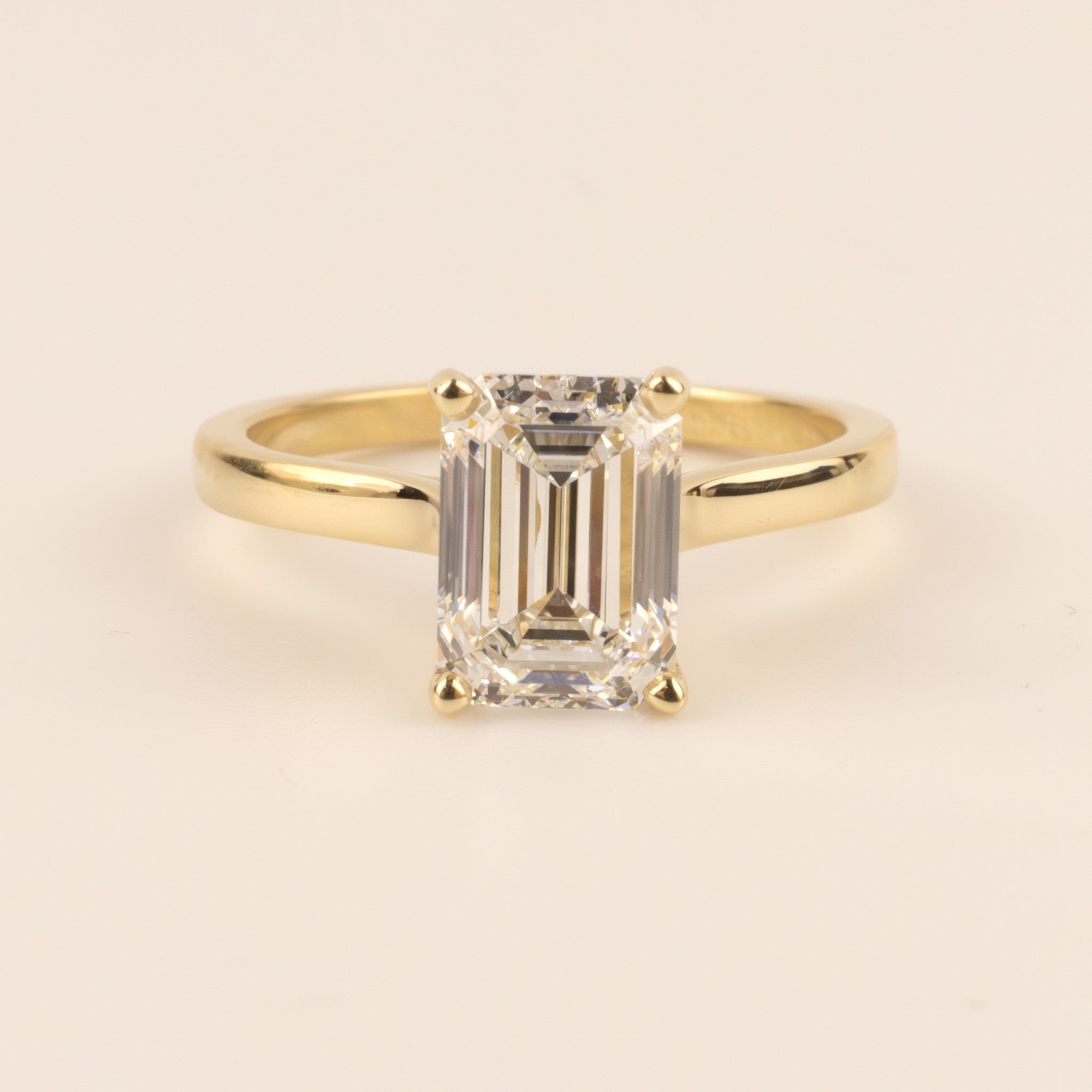 14KYG Lab Grown Emerald Cut Diamond 2.13ct Solitaire Engagement Ring