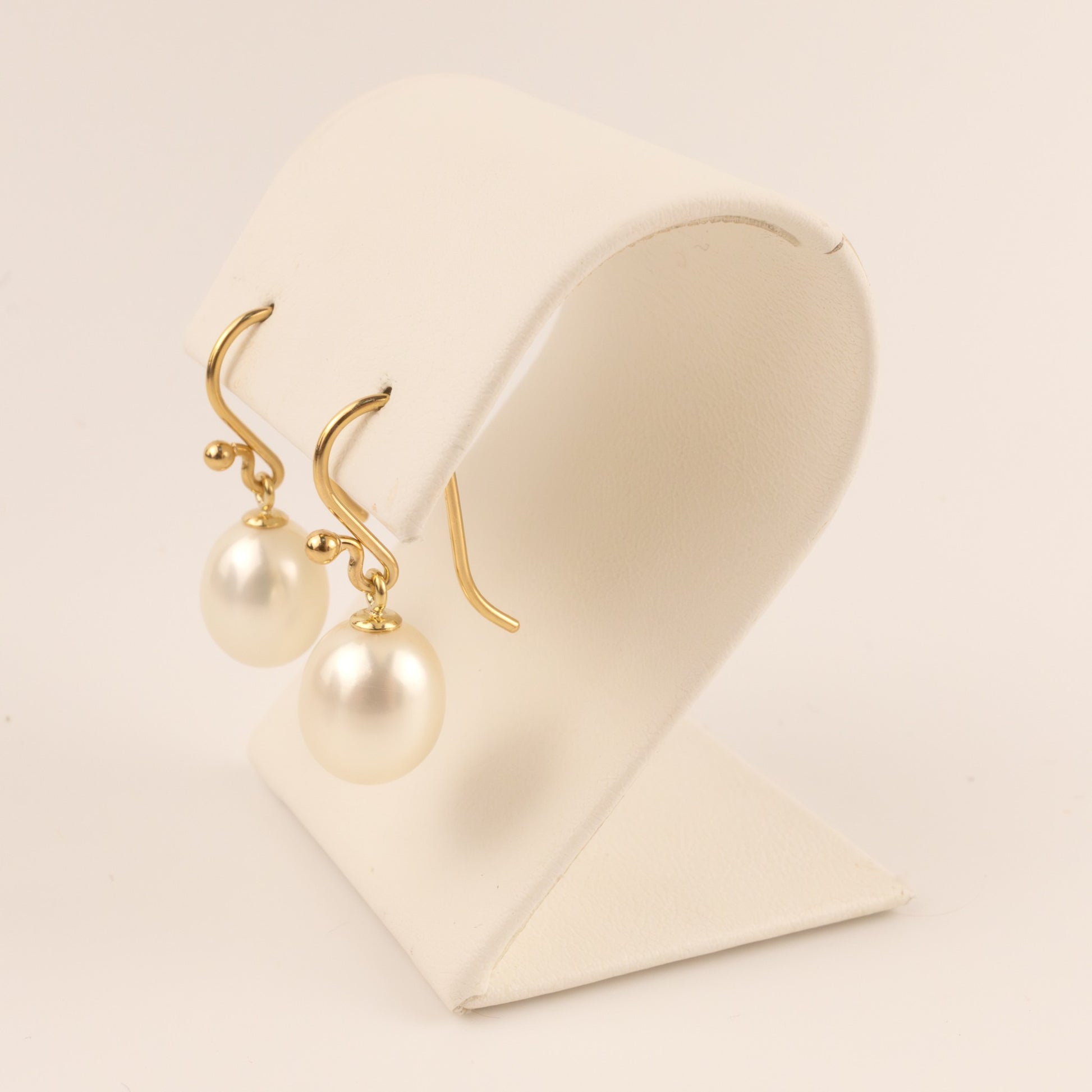 14KYG Oval Pearl Drop Earrings