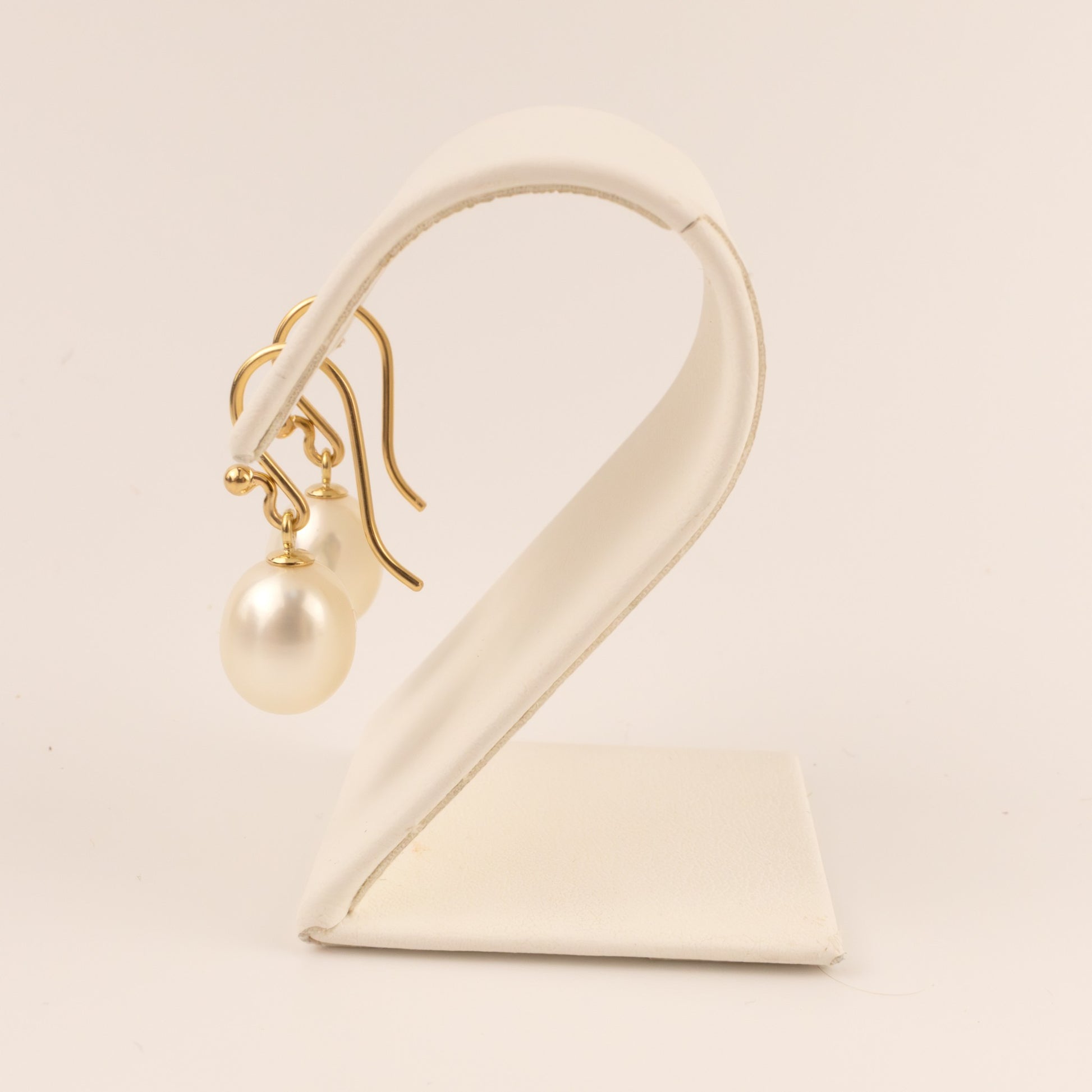 14KYG Oval Pearl Drop Earrings