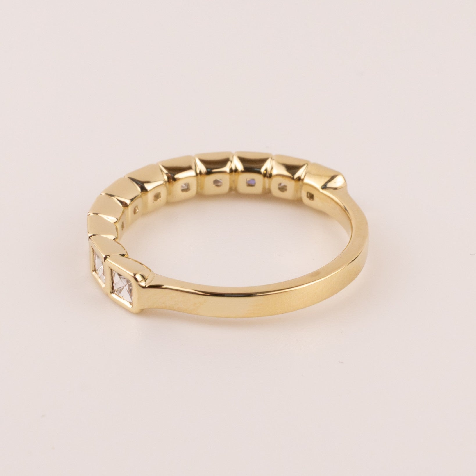 14KYG Bezel Set Square Diamond Band