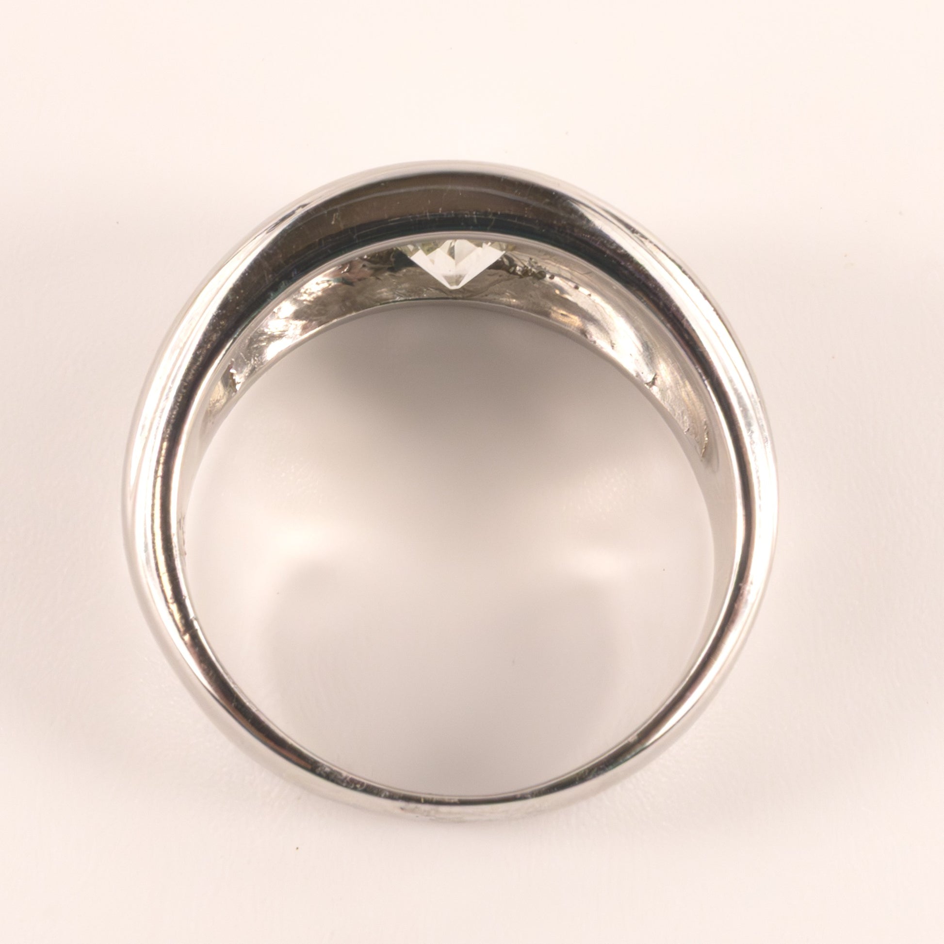 14KWG Diamond 1.35ct Euro Cut Open Culet Mens Ring