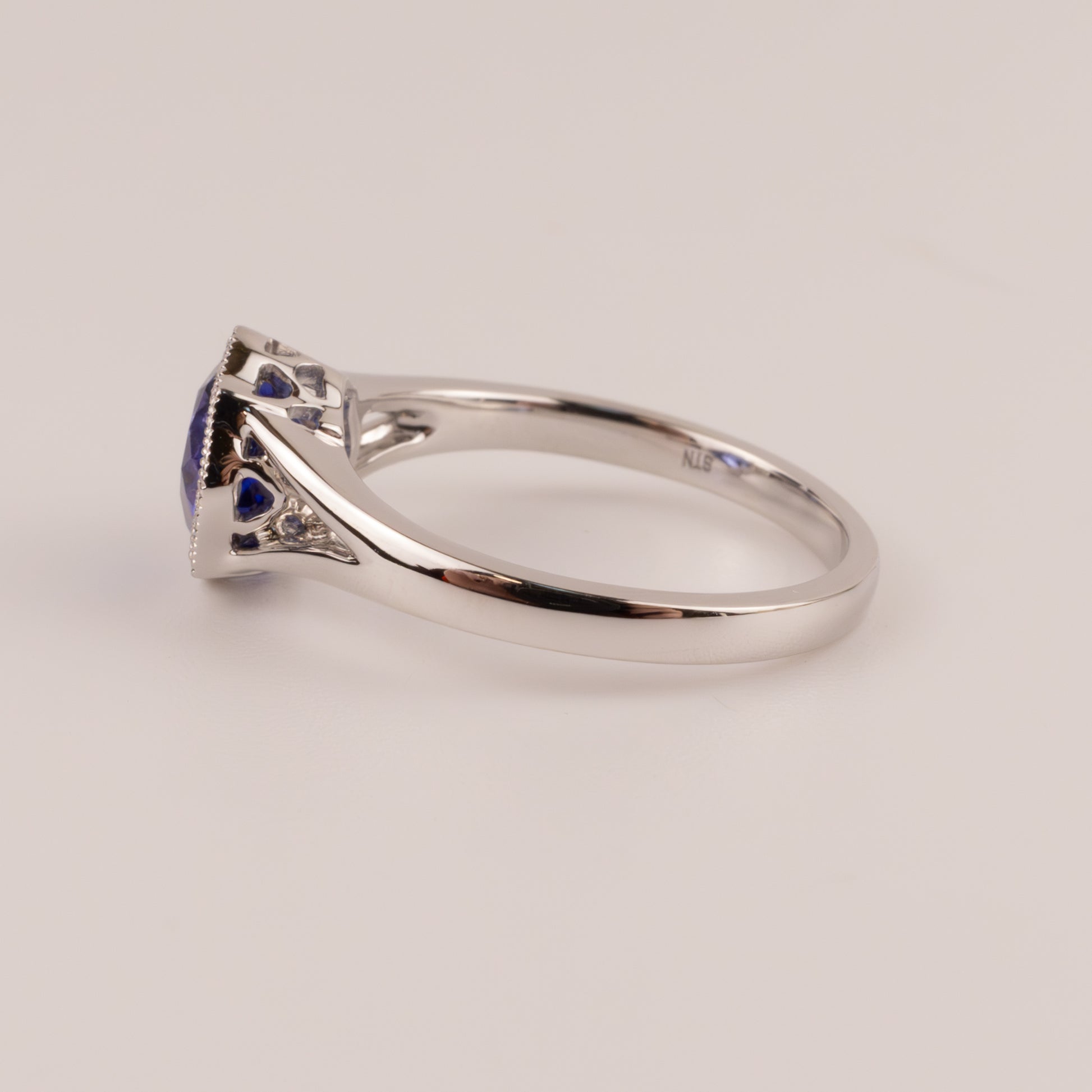 14KWG Tanzanite Cushion Milgrain Ring