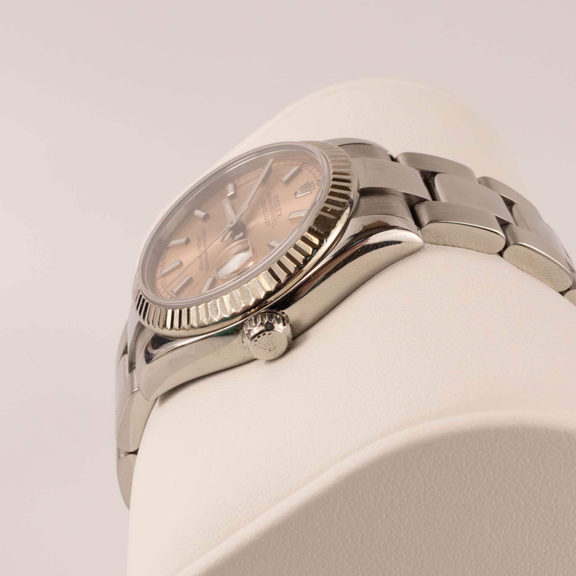 Rolex Pink Dial Datejust Stainless Steel and 18KWG Watch