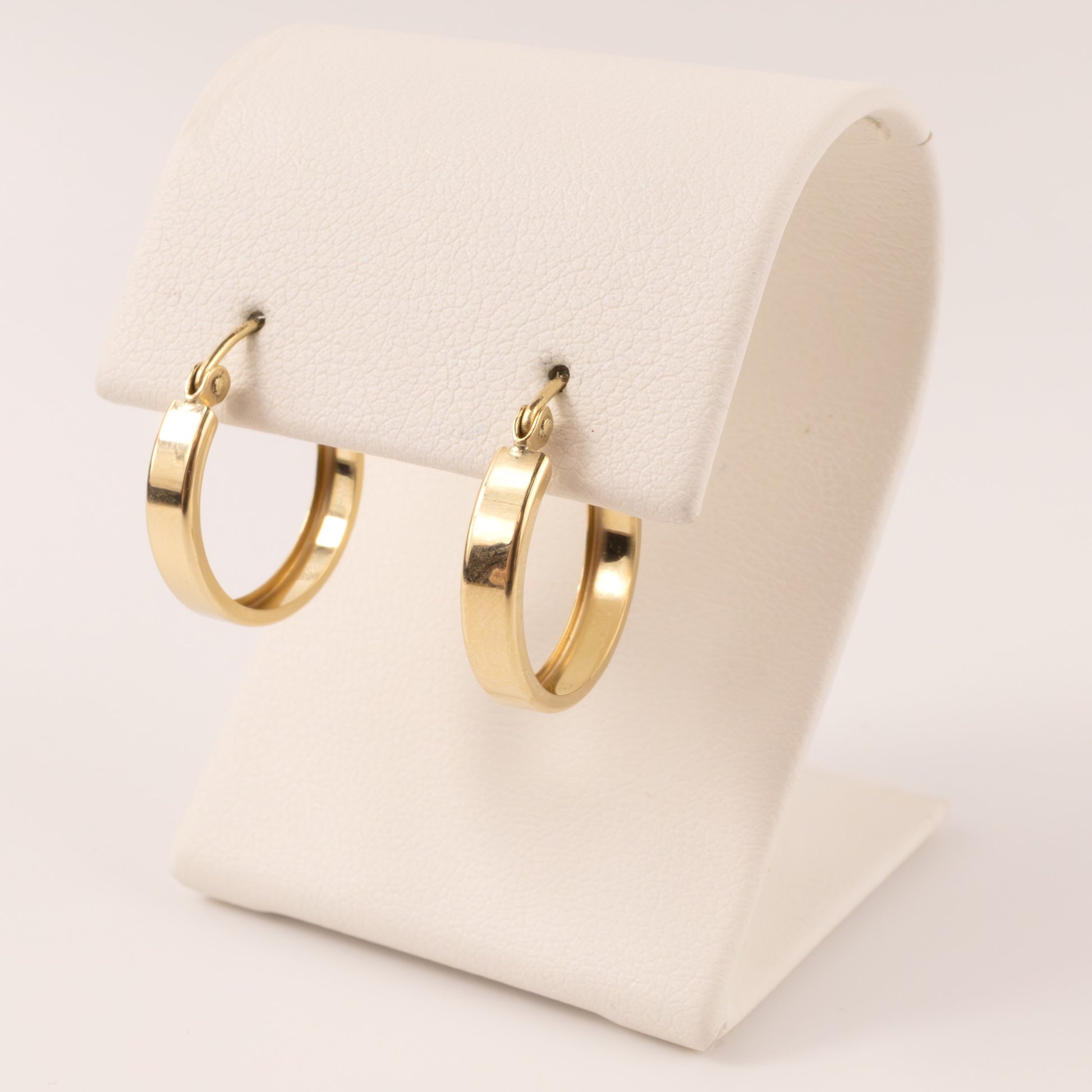 14KYG 3x14mm Flat Hoop Earrings