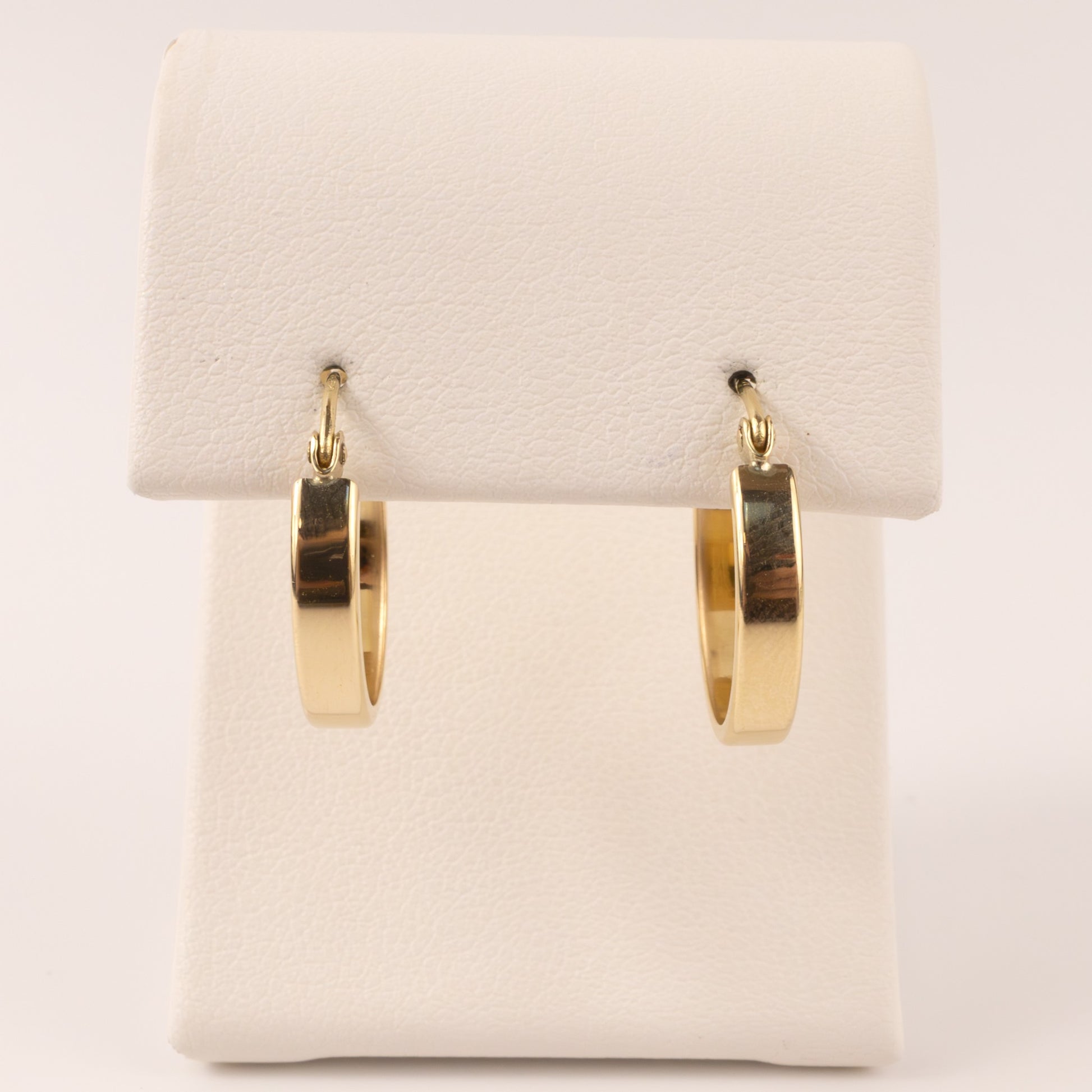 14KYG 3x14mm Flat Hoop Earrings