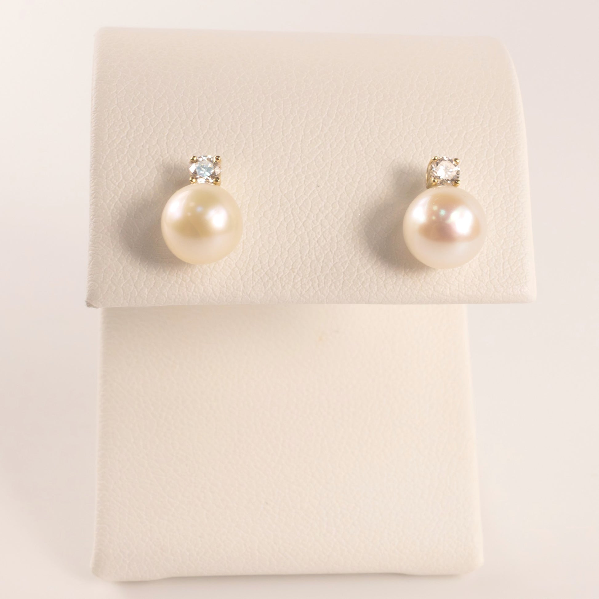 14KYG Pearl and Lab Grown Diamond Stud Earrings