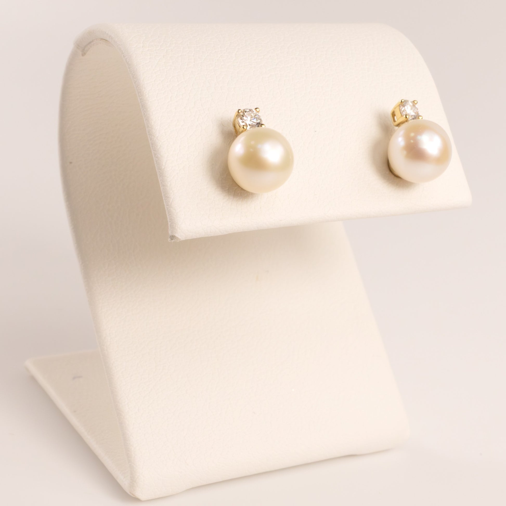 14KYG Pearl and Lab Grown Diamond Stud Earrings