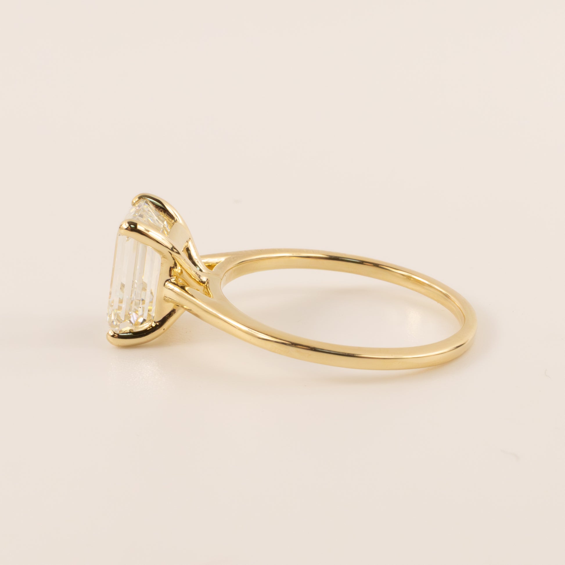 14KYG Lab Grown Emerald Cut Diamond 2.65ct Solitaire Engagement Ring