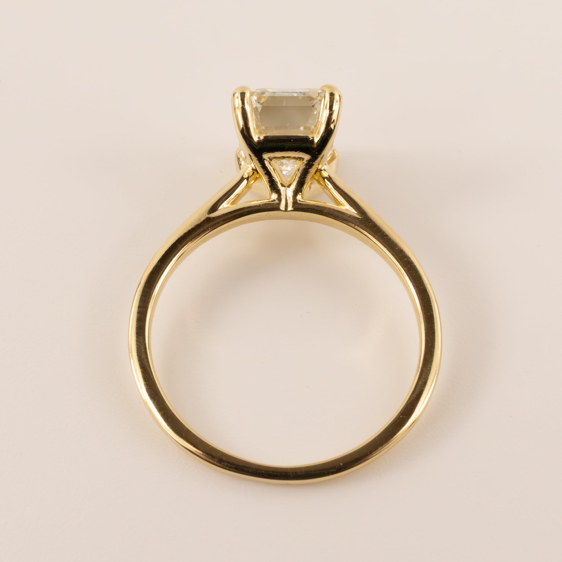 14KYG Lab Grown Emerald Cut Diamond 2.65ct Solitaire Engagement Ring