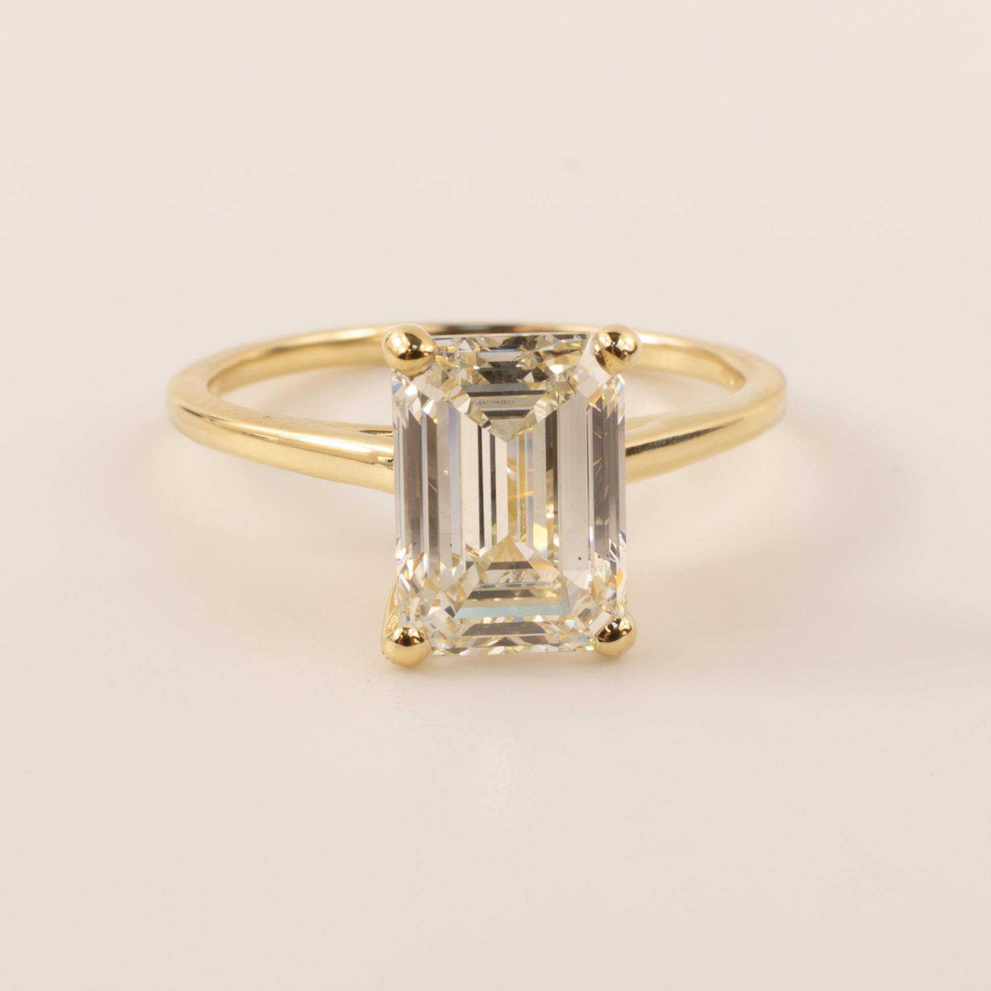 14KYG Lab Grown Emerald Cut Diamond 2.65ct Solitaire Engagement Ring