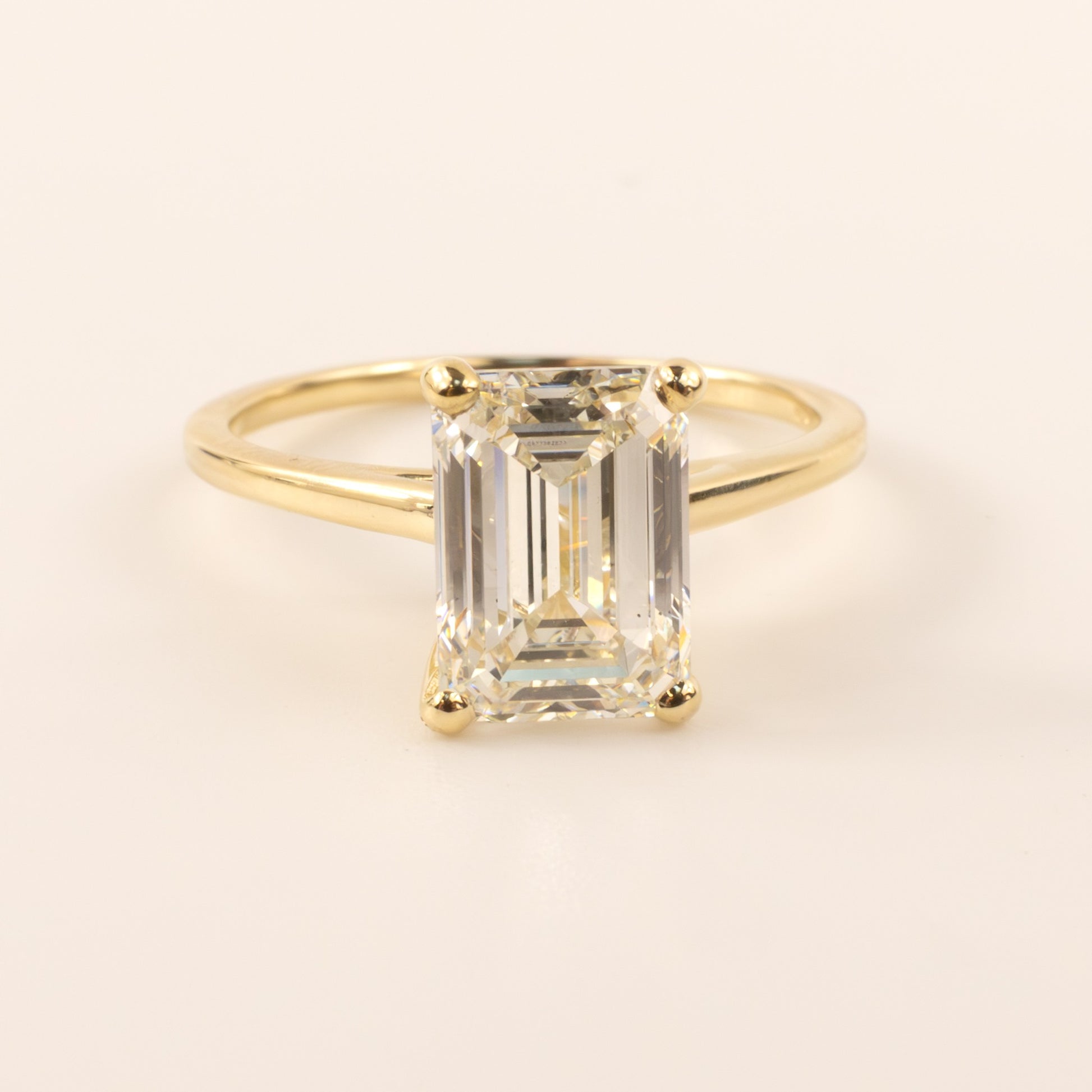 14KYG Lab Grown Emerald Cut Diamond 2.65ct Solitaire Engagement Ring