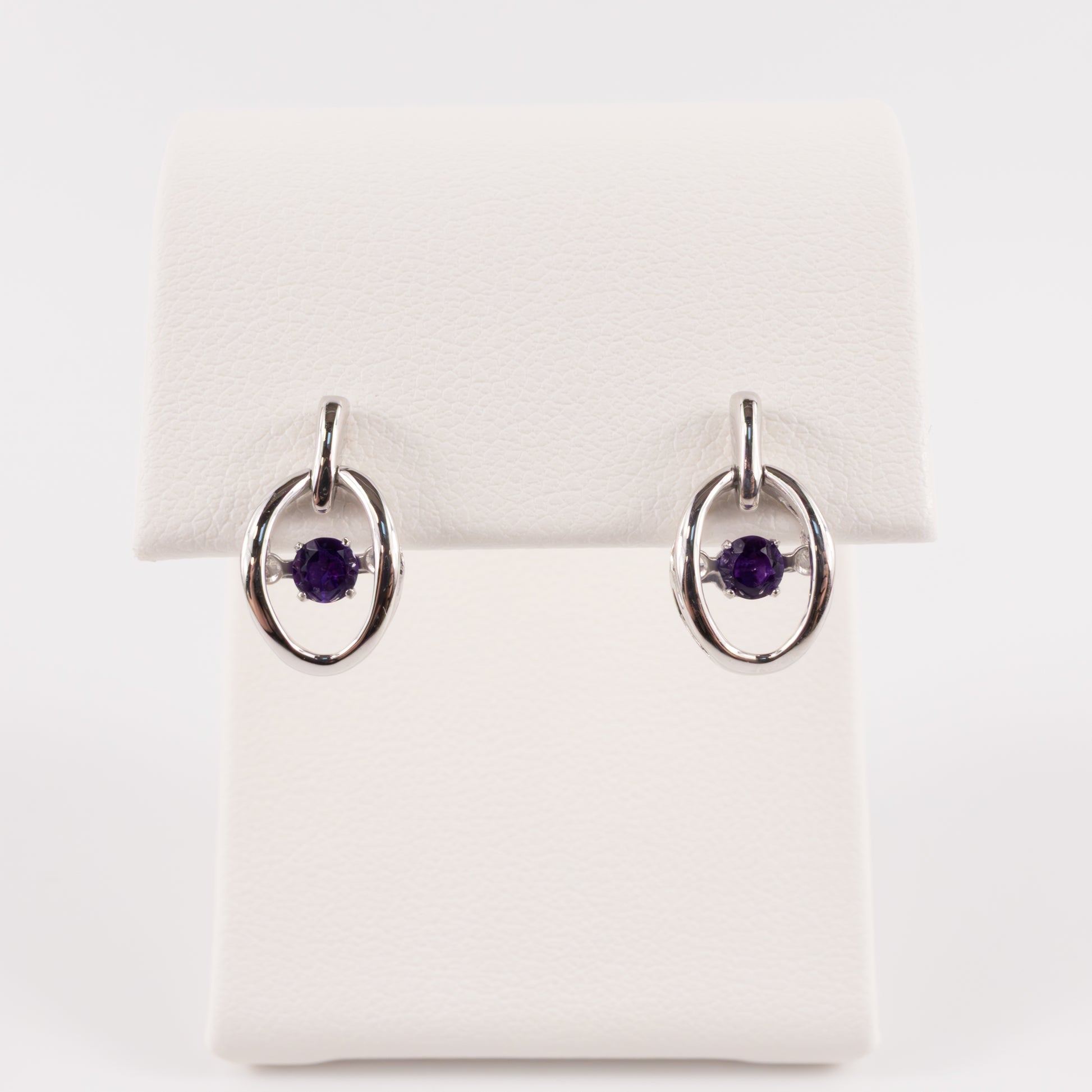 Sterling Silver Amethyst Dangle Drop Earrings