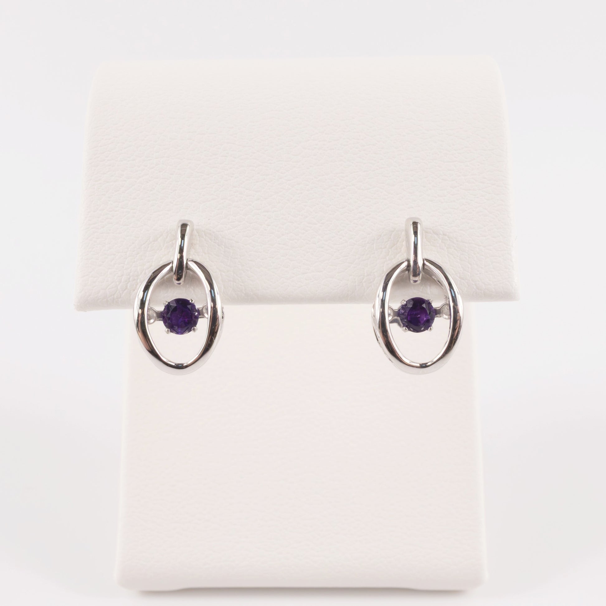 Sterling Silver Amethyst Dangle Drop Earrings