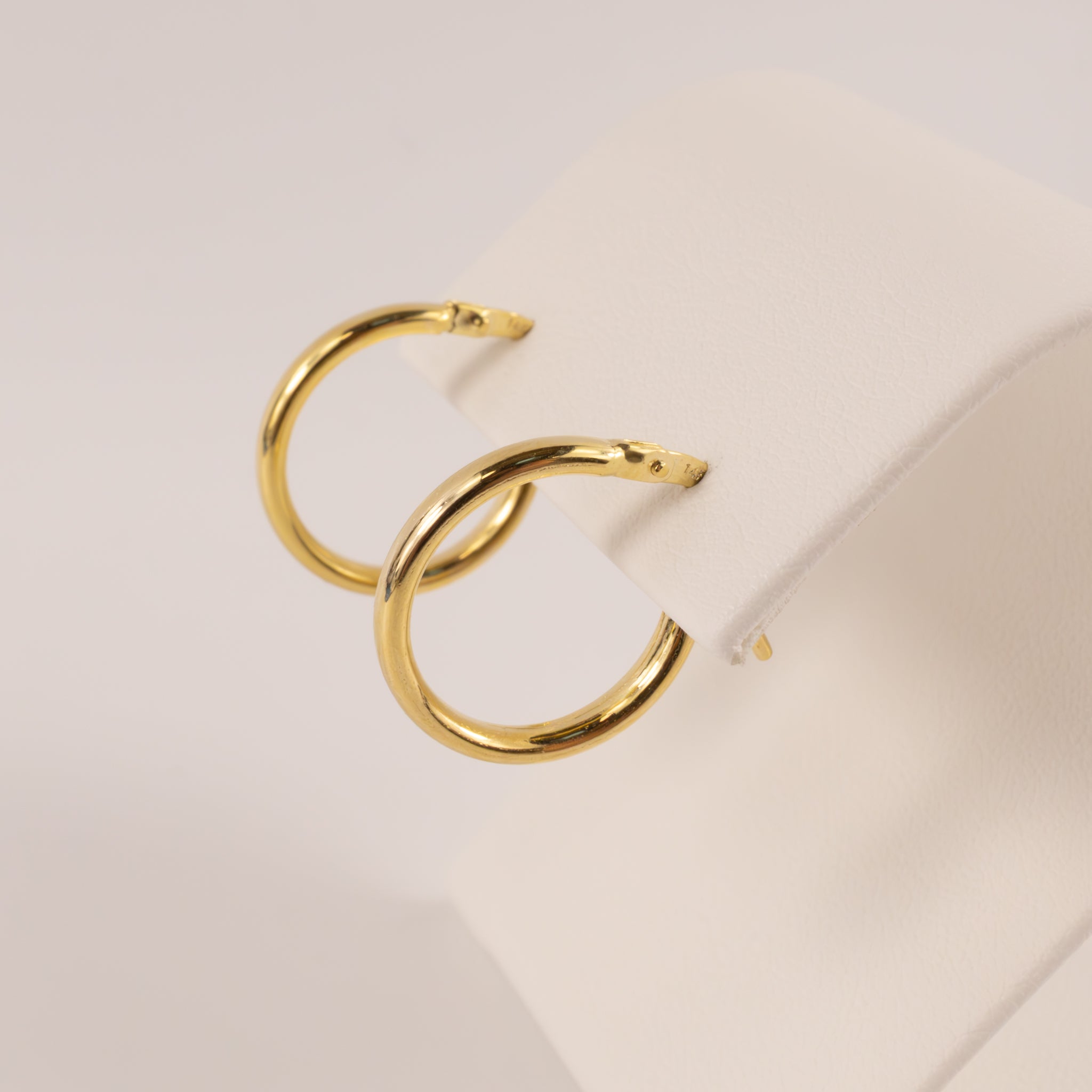 14KYG Round Tube 2x17mm Hoop Earrings