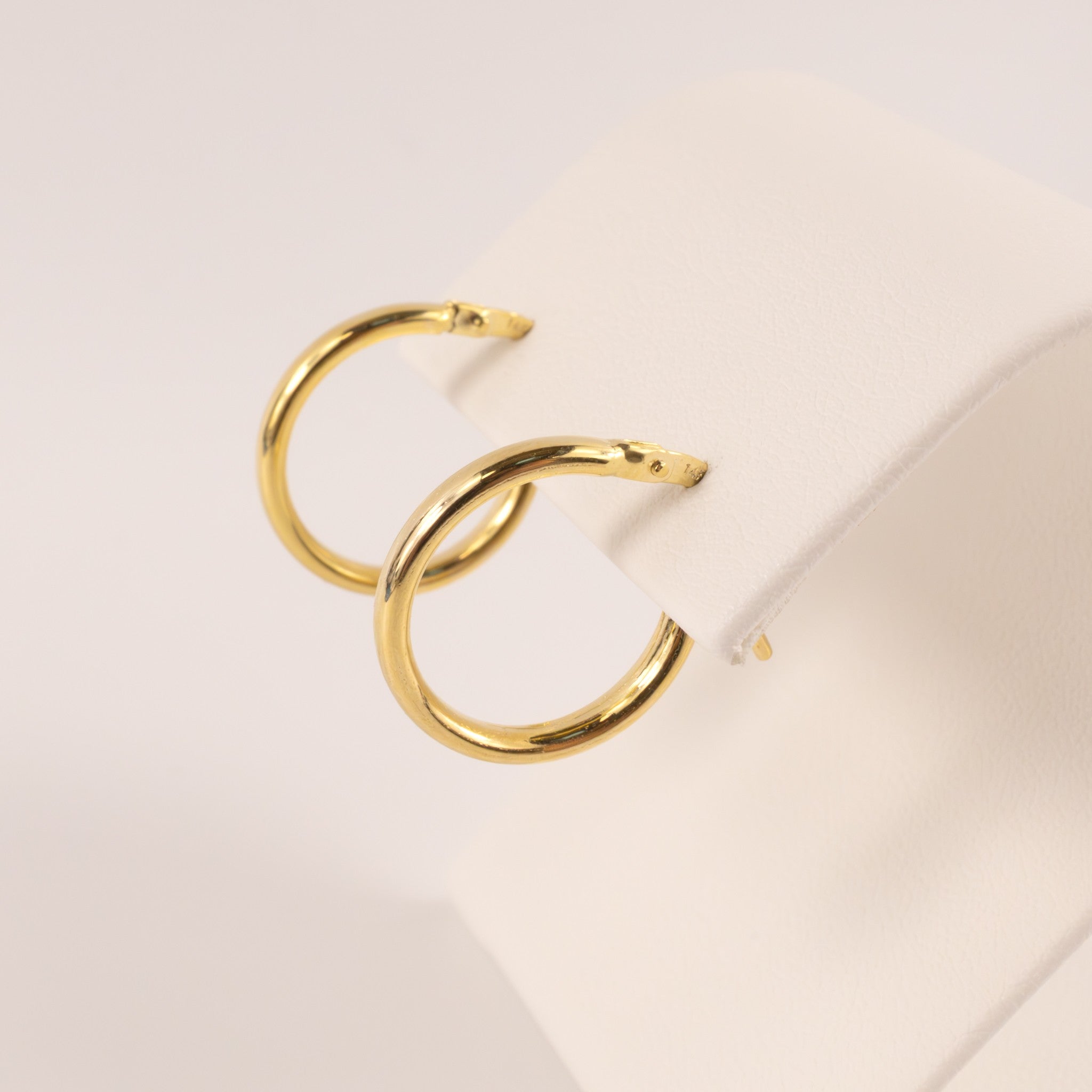 14KYG Round Tube 2x17mm Hoop Earrings