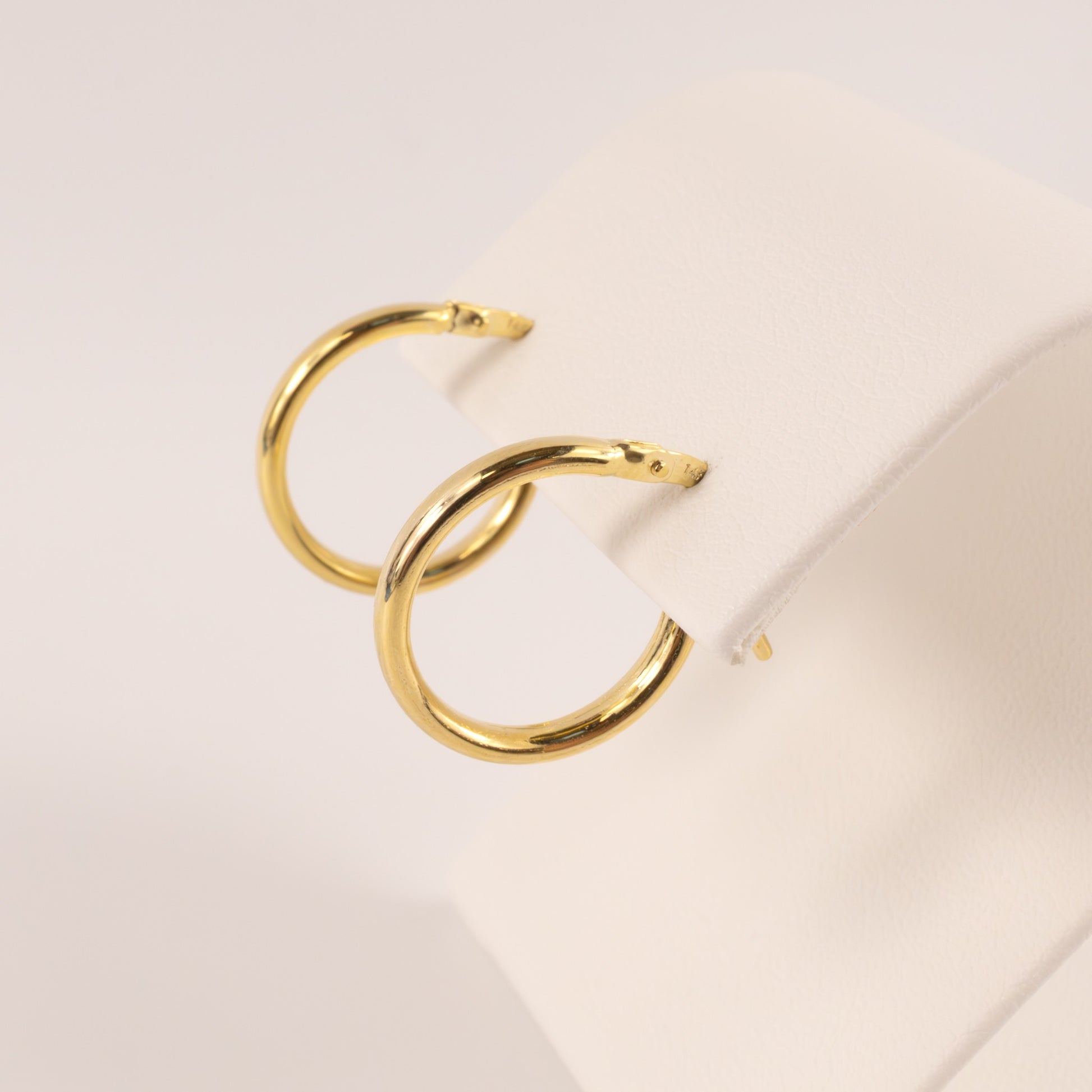 14KYG Round Tube 2x17mm Hoop Earrings