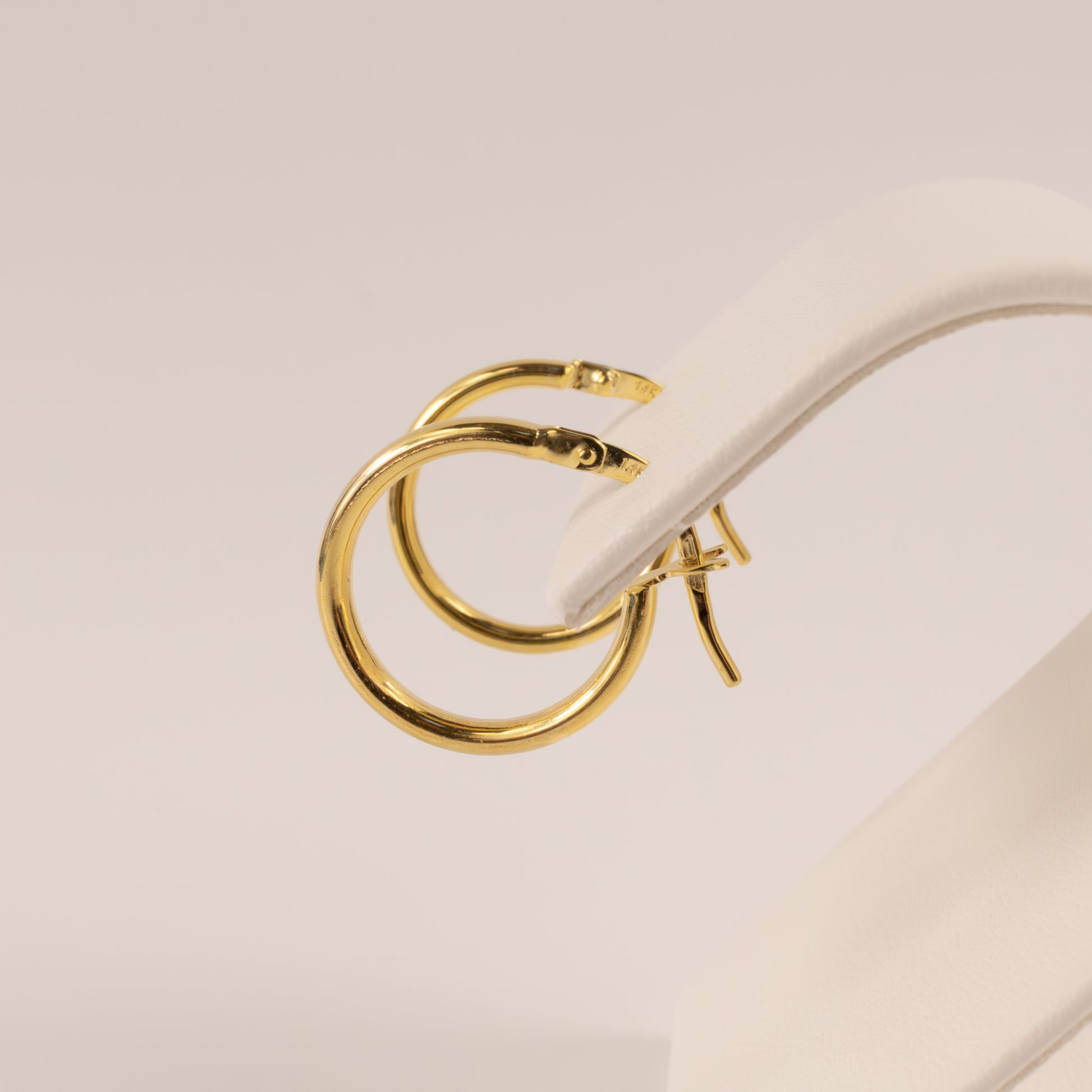 14KYG Round Tube 2x17mm Hoop Earrings