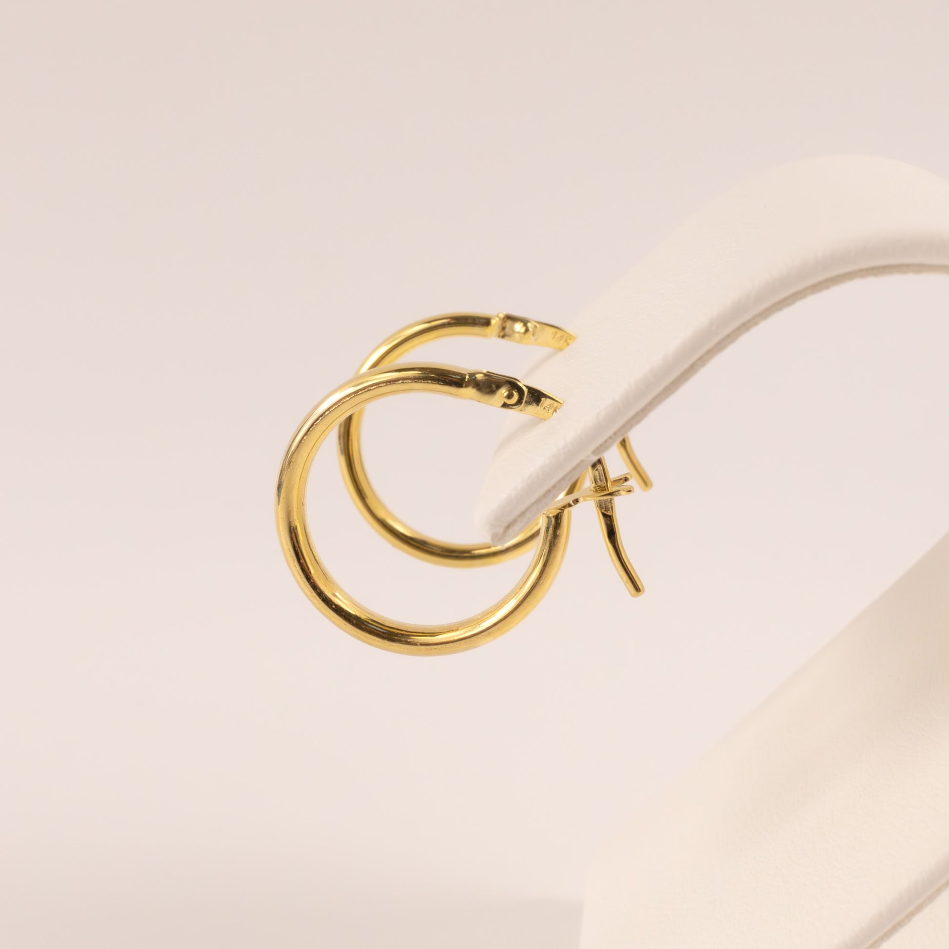 14KYG Round Tube 2x17mm Hoop Earrings