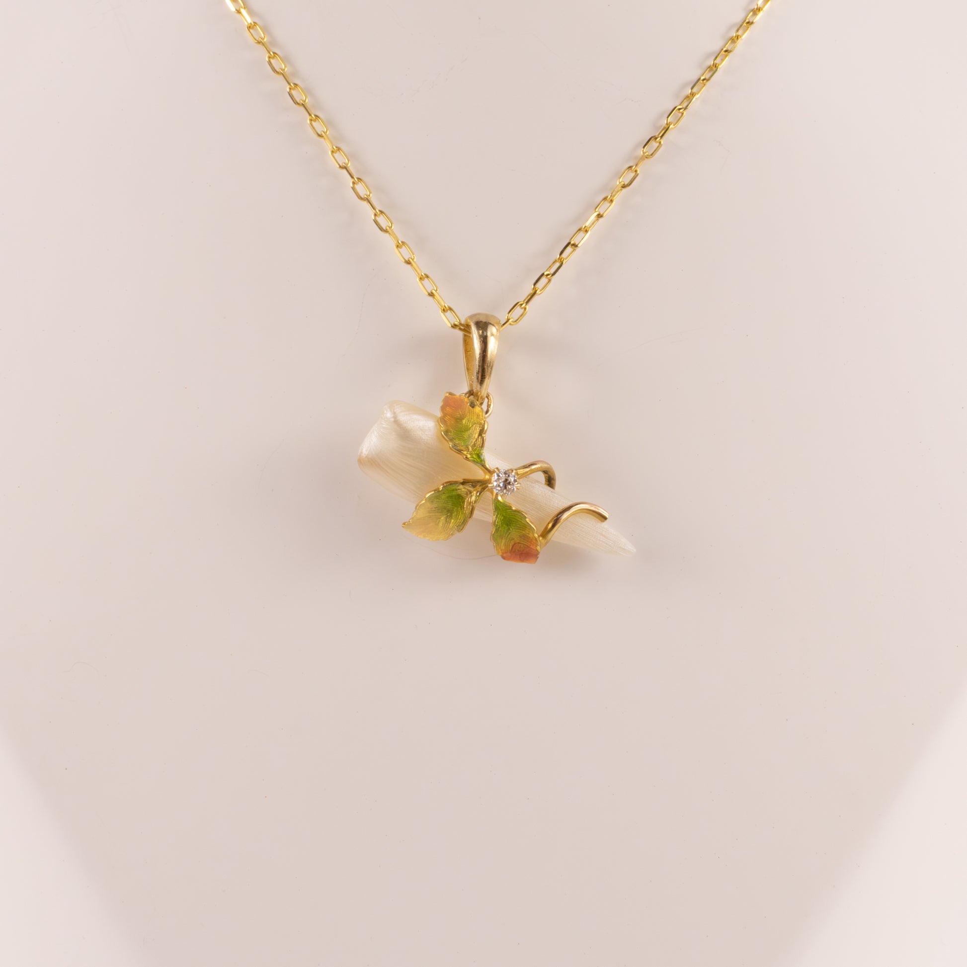 14KYG Antique Pearl and Diamond Vine Wrapped Custom Made Necklace