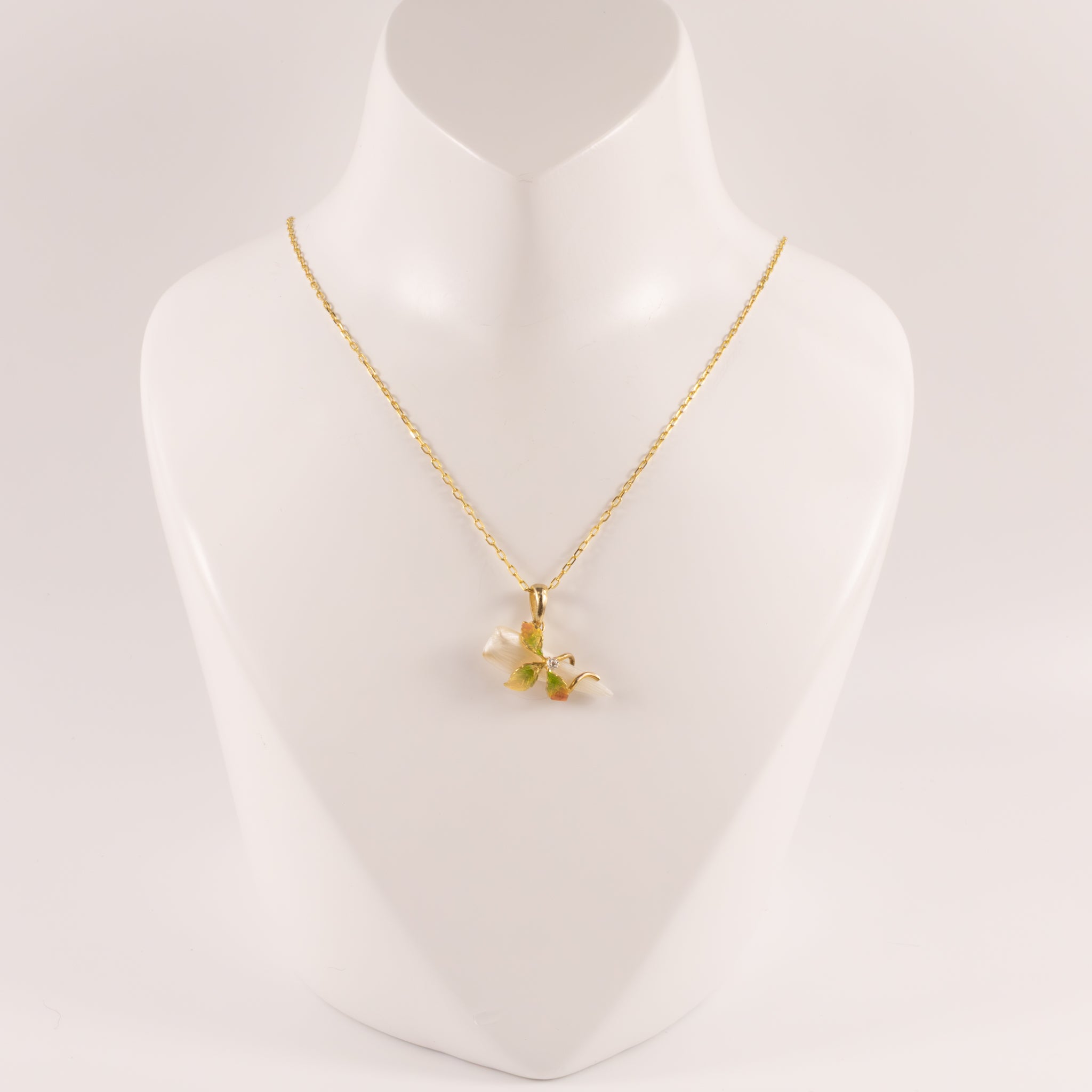 14KYG Antique Pearl and Diamond Vine Wrapped Custom Made Necklace