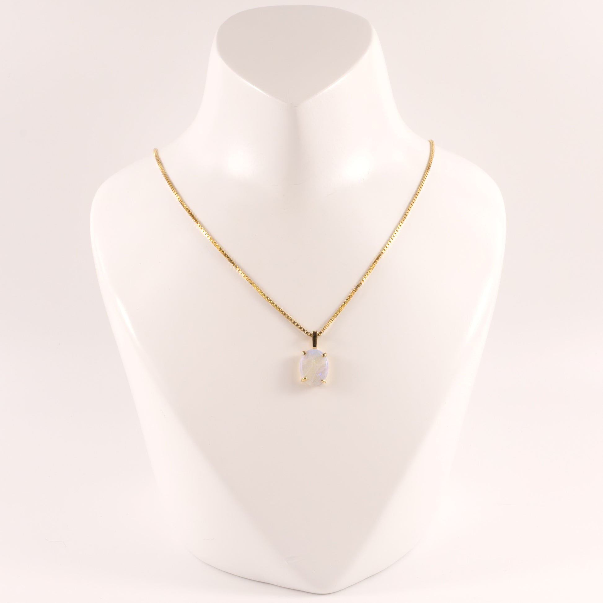 14KYG Antique Oval White Opal Custom Made Necklace