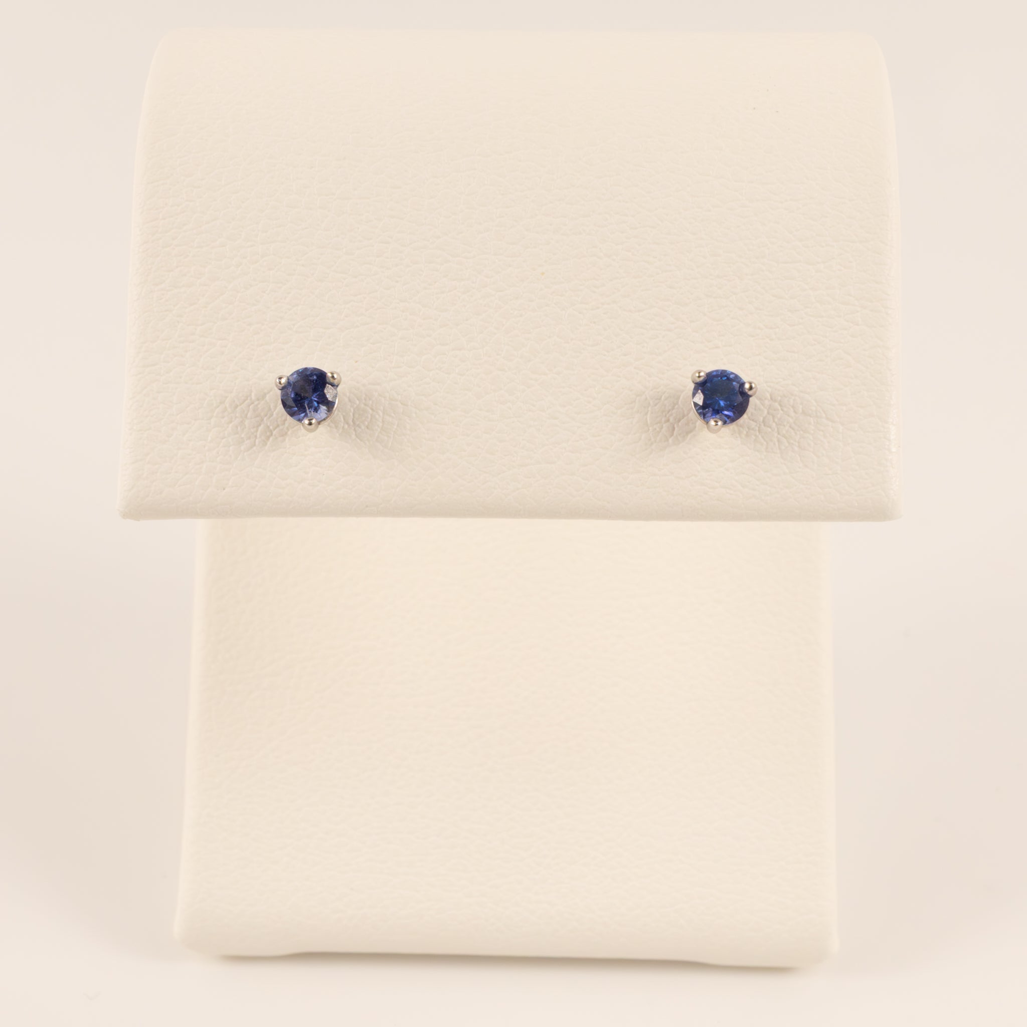 14KWG Blue Sapphire 0.18cttw Martini Set Stud Earrings