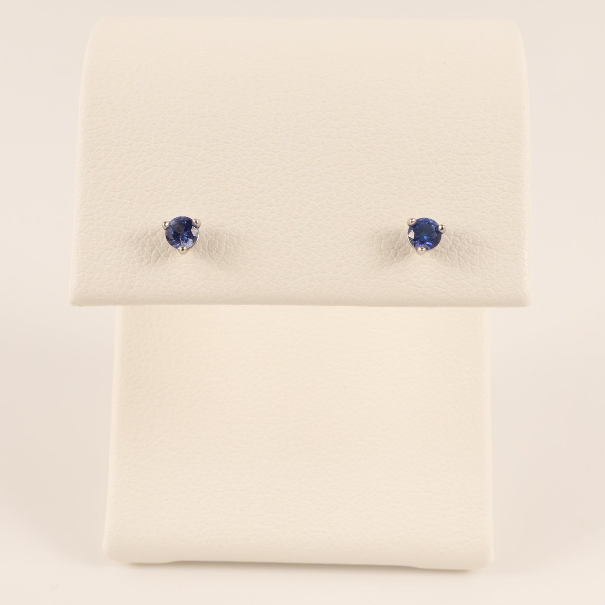 14KWG Blue Sapphire 0.18cttw Martini Set Stud Earrings