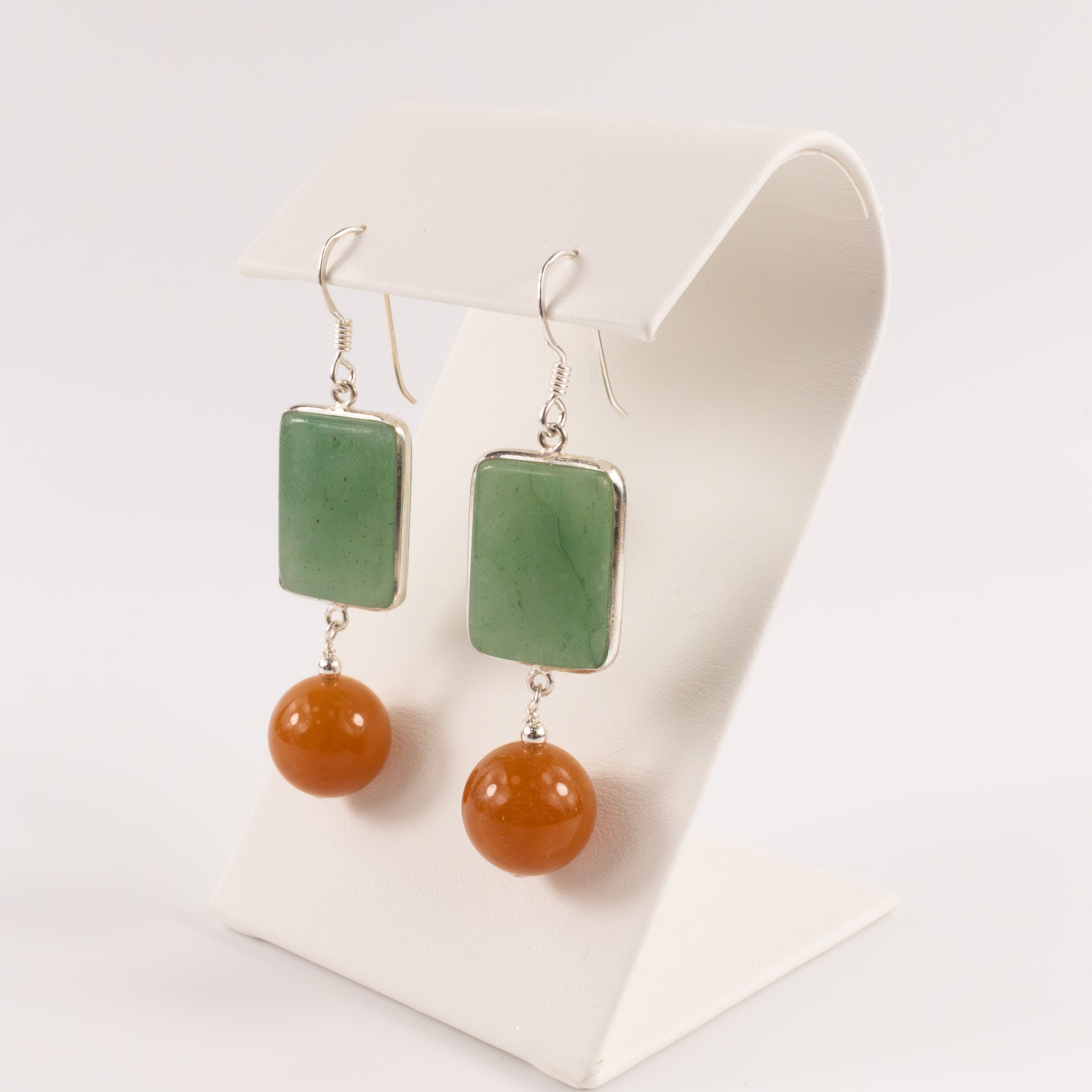 Sterling Silver Adventurine Dangle Earrings