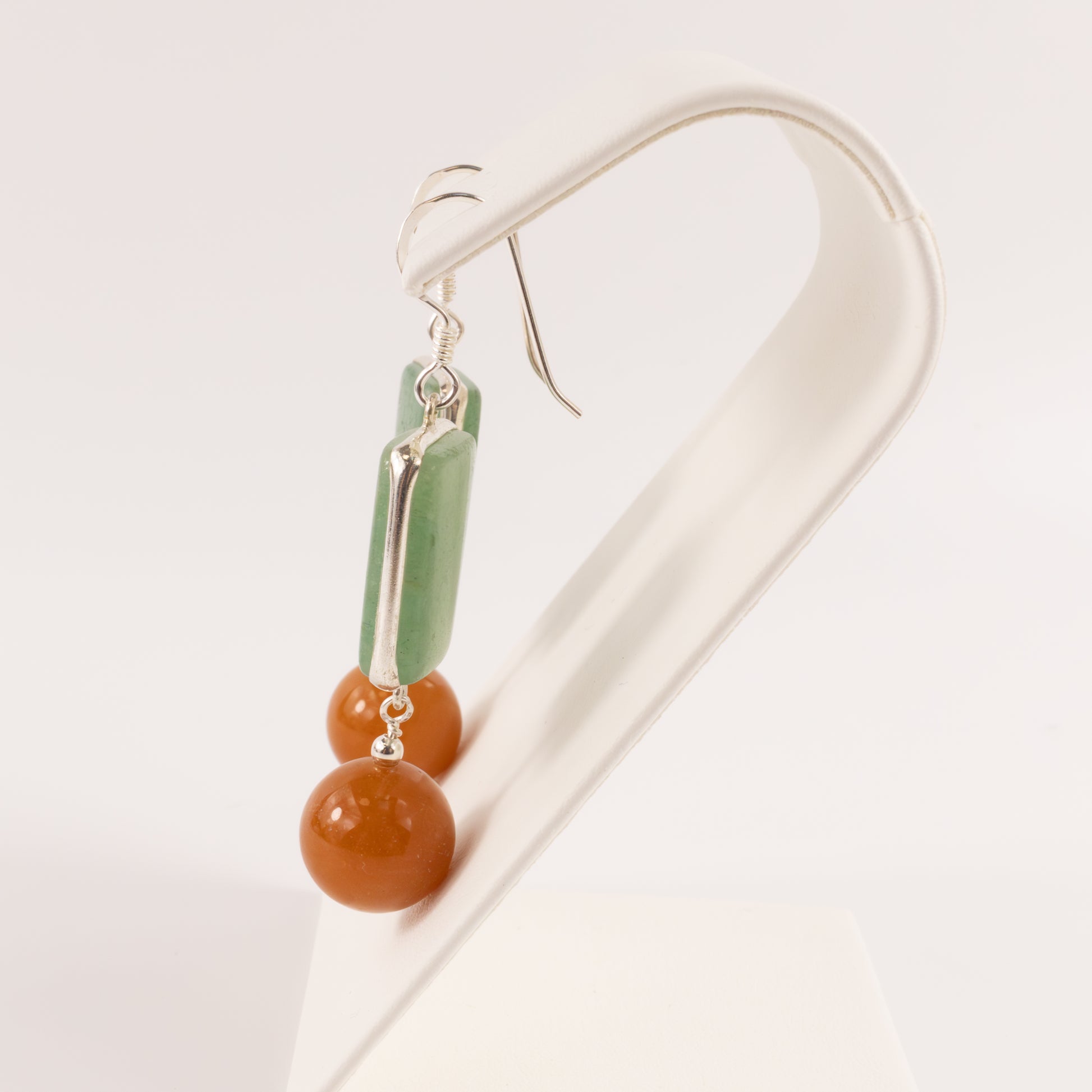 Sterling Silver Adventurine Dangle Earrings